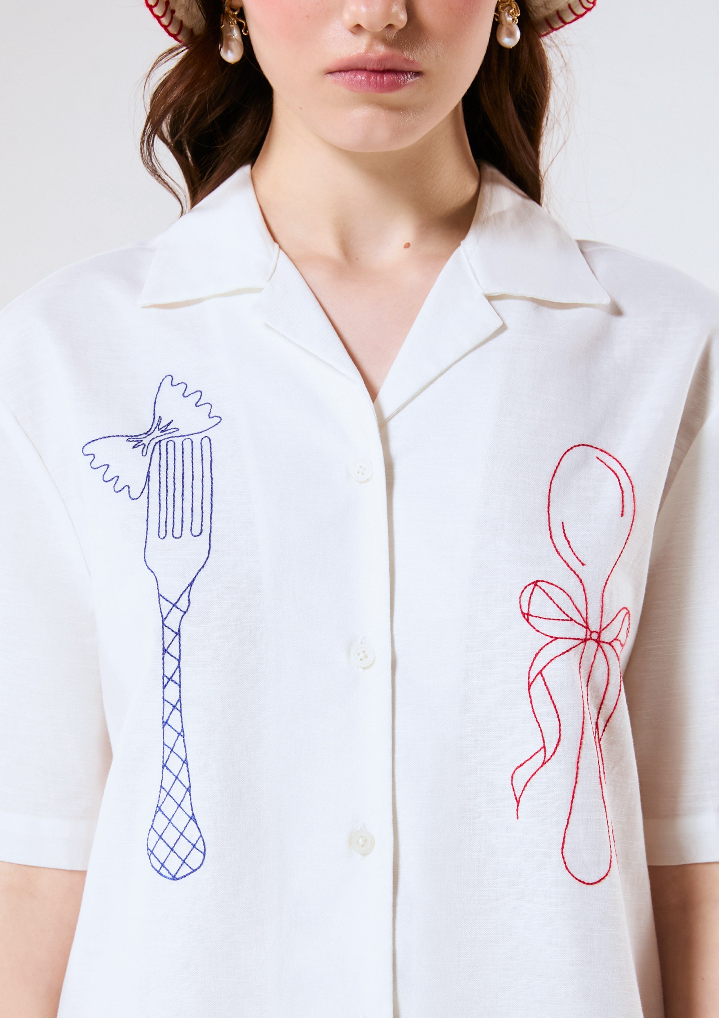 Short Sleeve Embroidered Shirt Chasing the Sun
