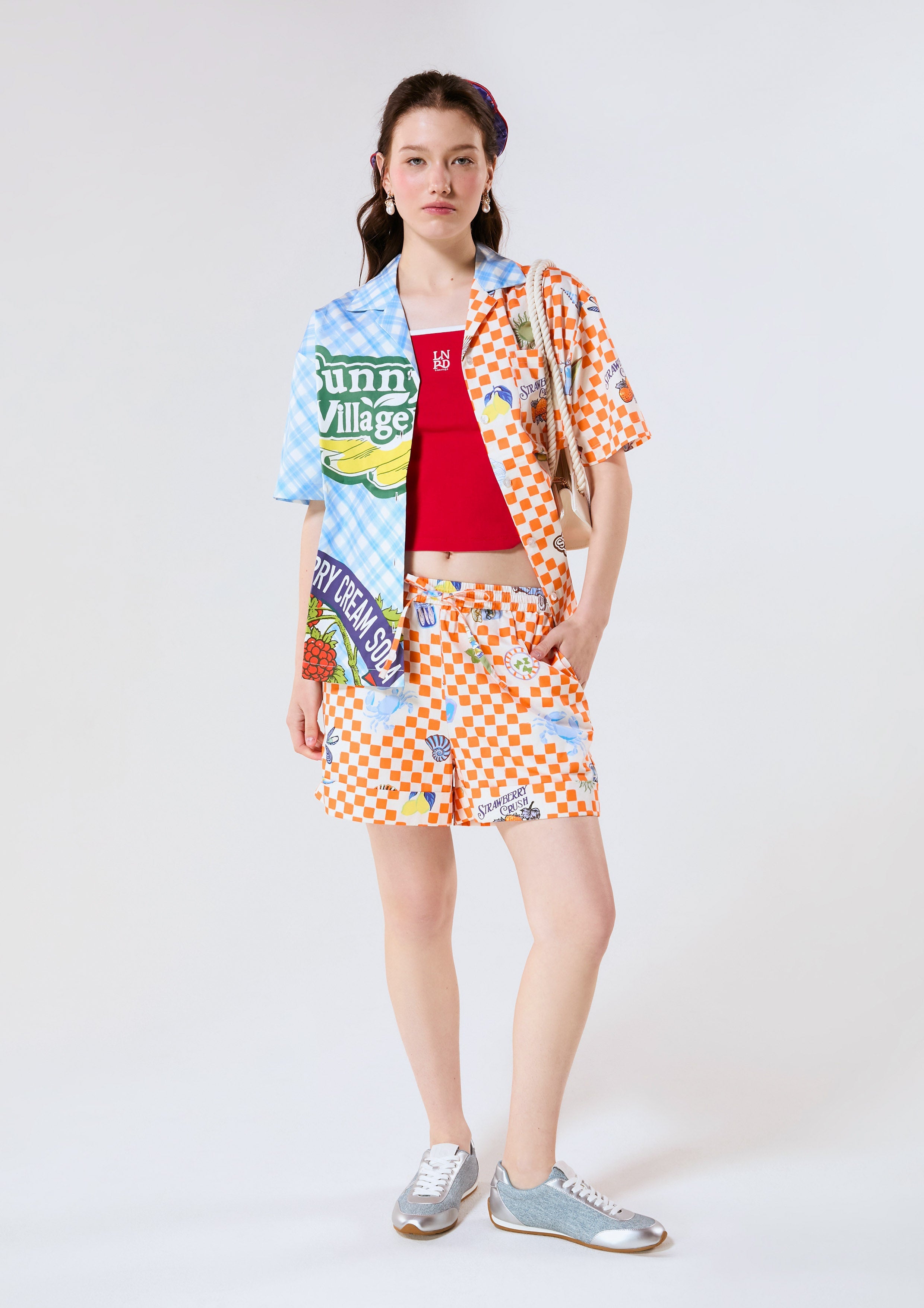 Gingham With Sticker Print Shorts Chasing the Sun