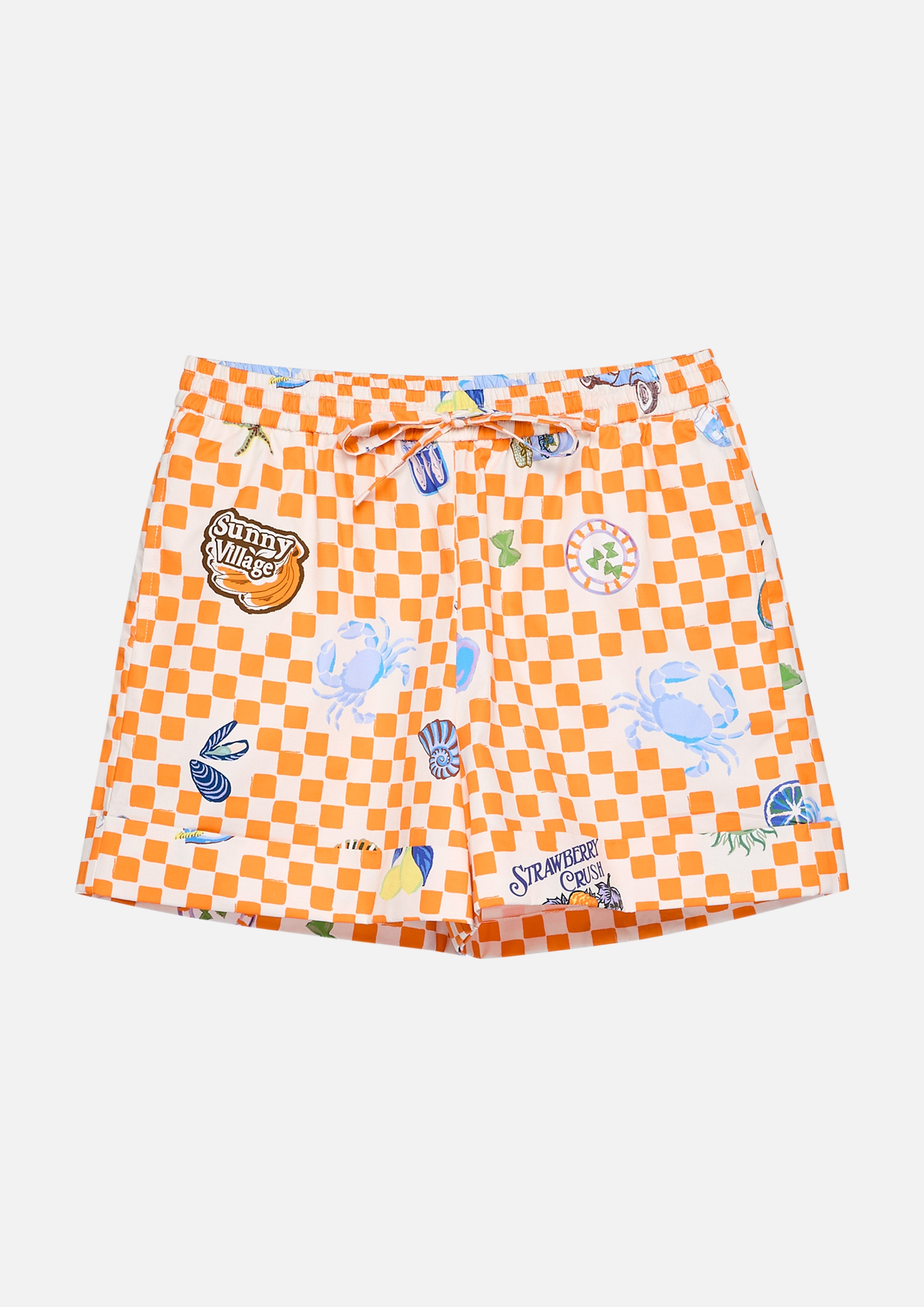 Gingham With Sticker Print Shorts Chasing the Sun