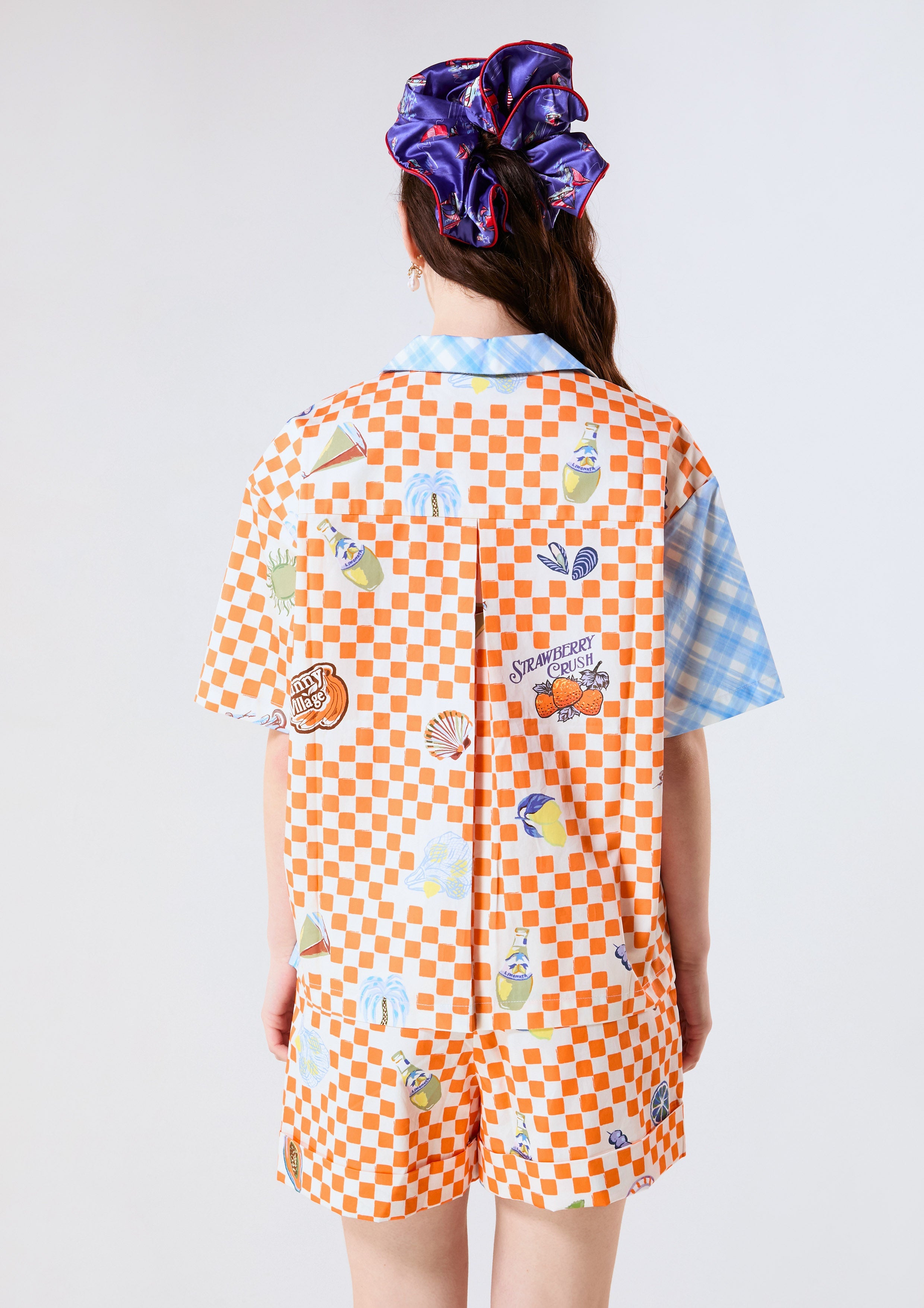 Gingham and Sticker Print Shirt Chasing the Sun