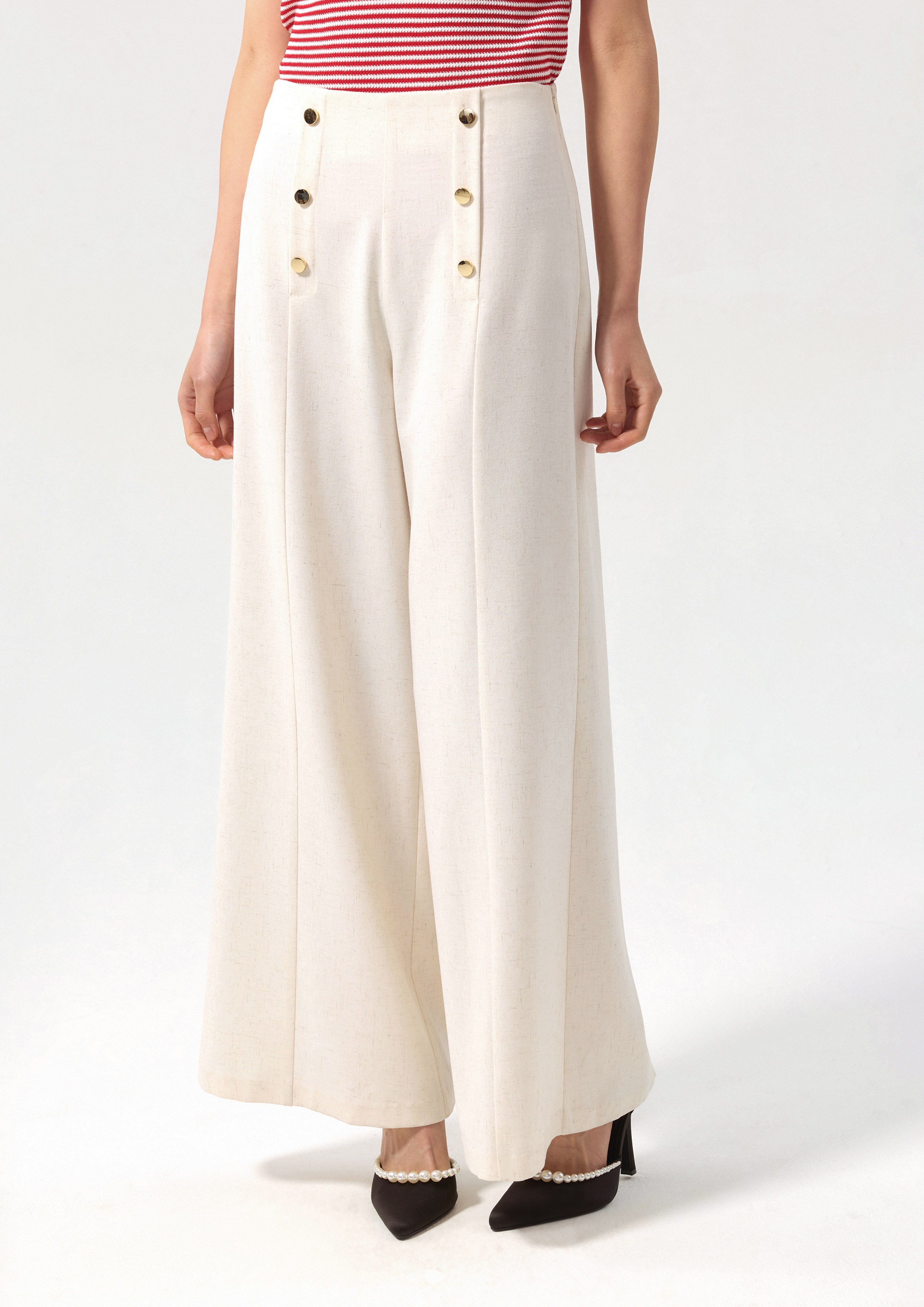 Front Button High Waist Trousers Califonia Yacht Club