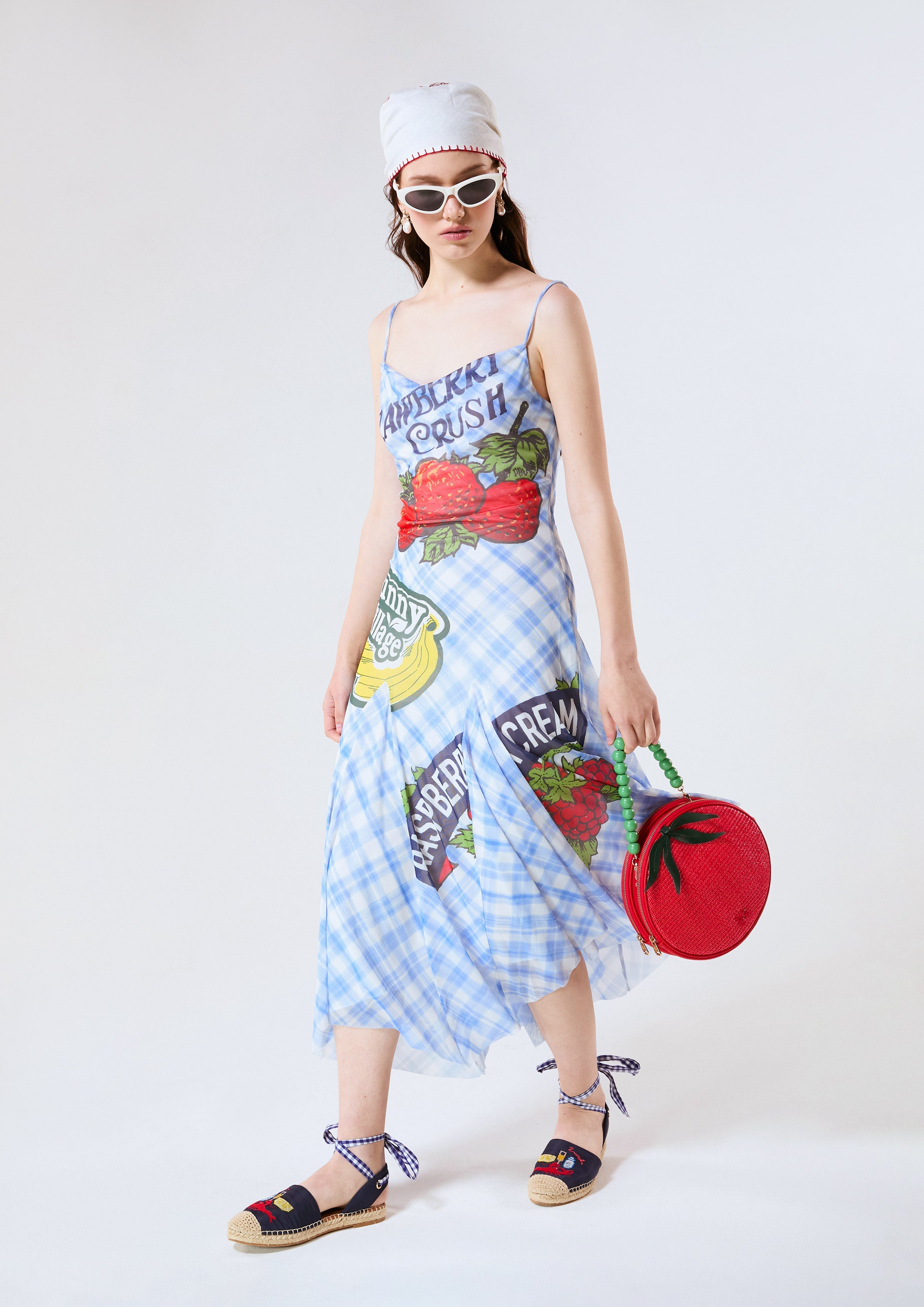 เดรสคลุมเข่าสายเดี่ยวพิมพ์ลายตารางกิงแฮม คอลเลกชัน Chasing the Sun