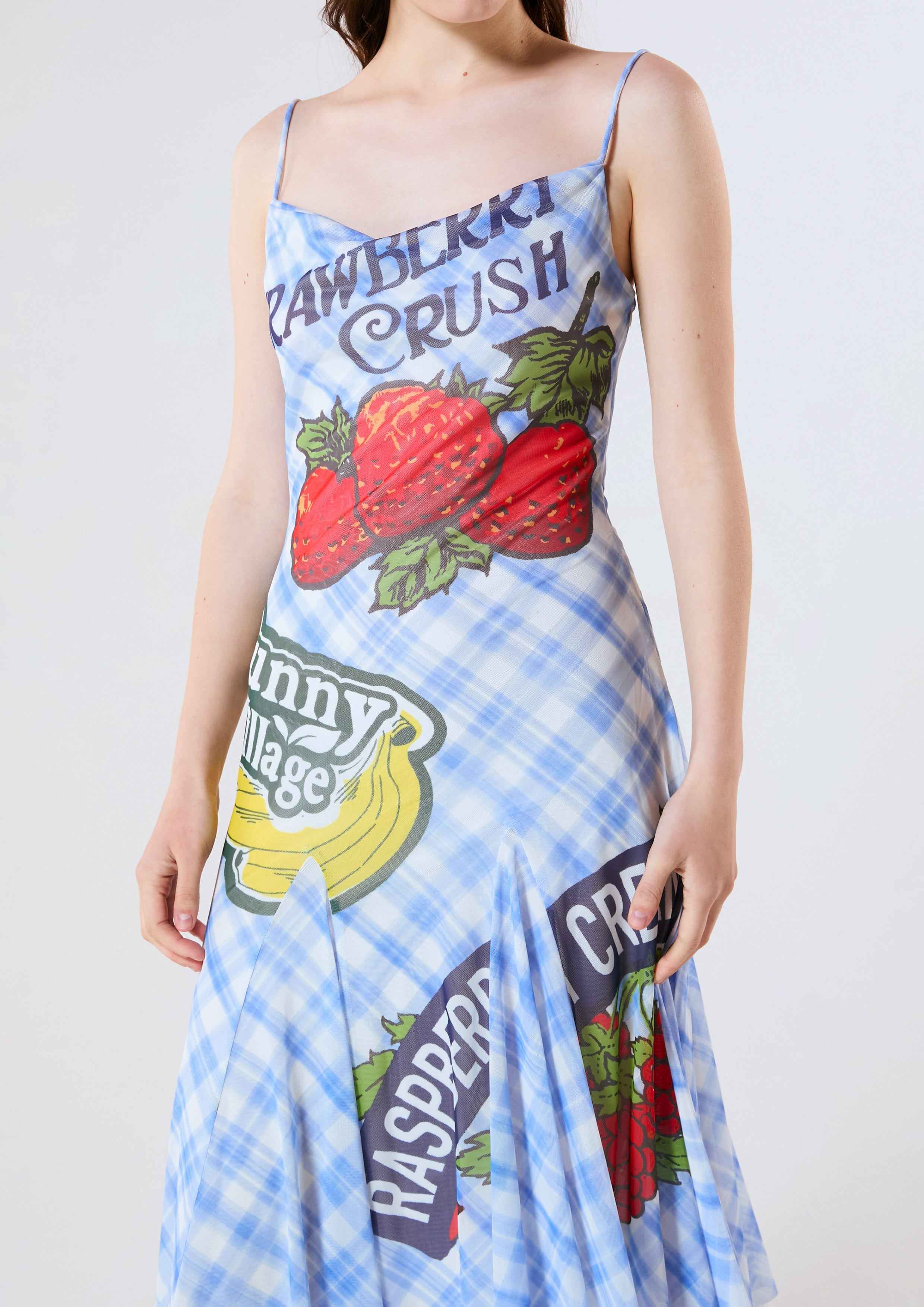 เดรสคลุมเข่าสายเดี่ยวพิมพ์ลายตารางกิงแฮม คอลเลกชัน Chasing the Sun