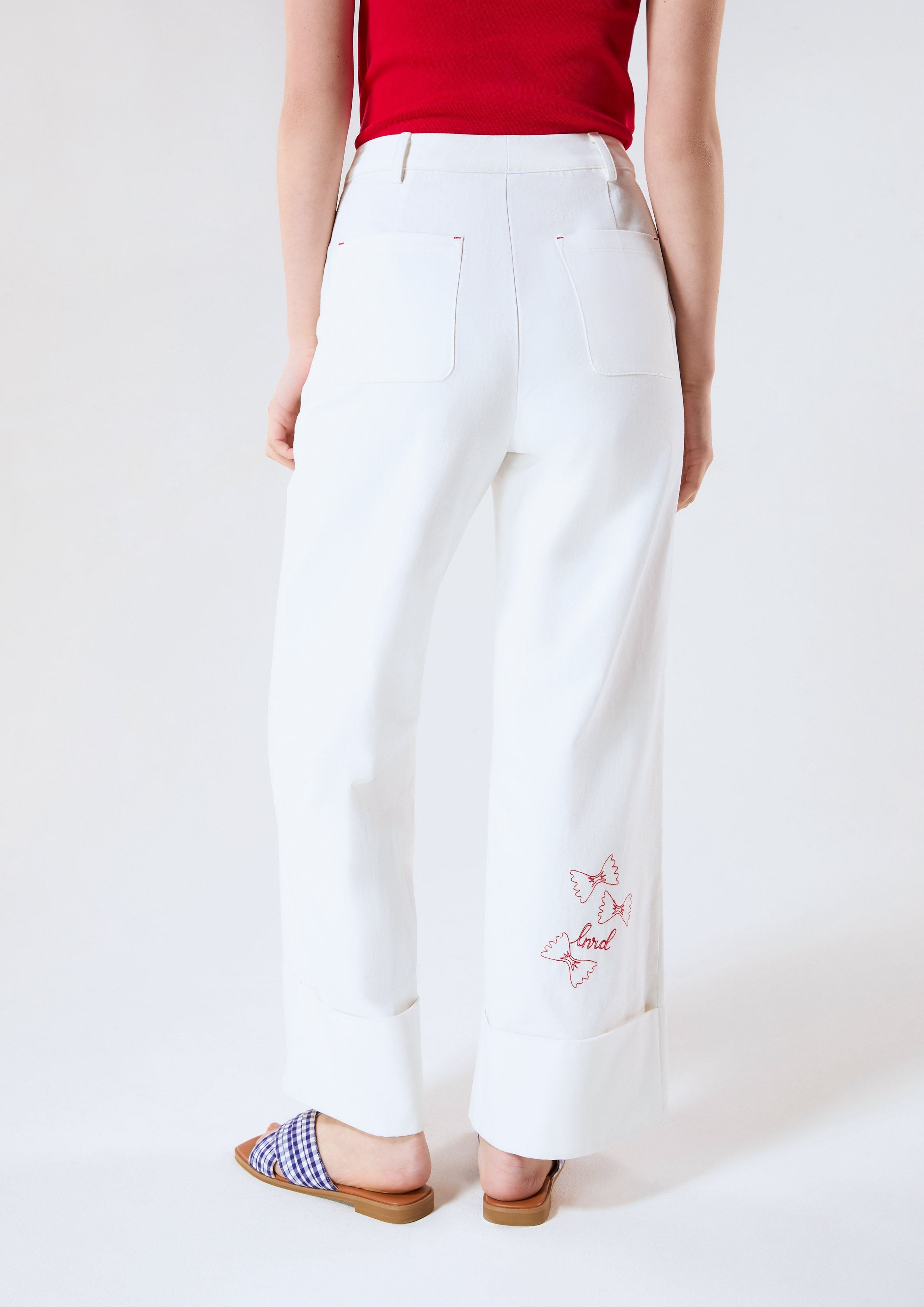 Constrast Embroidered High Waist Pants Chasing the Sun