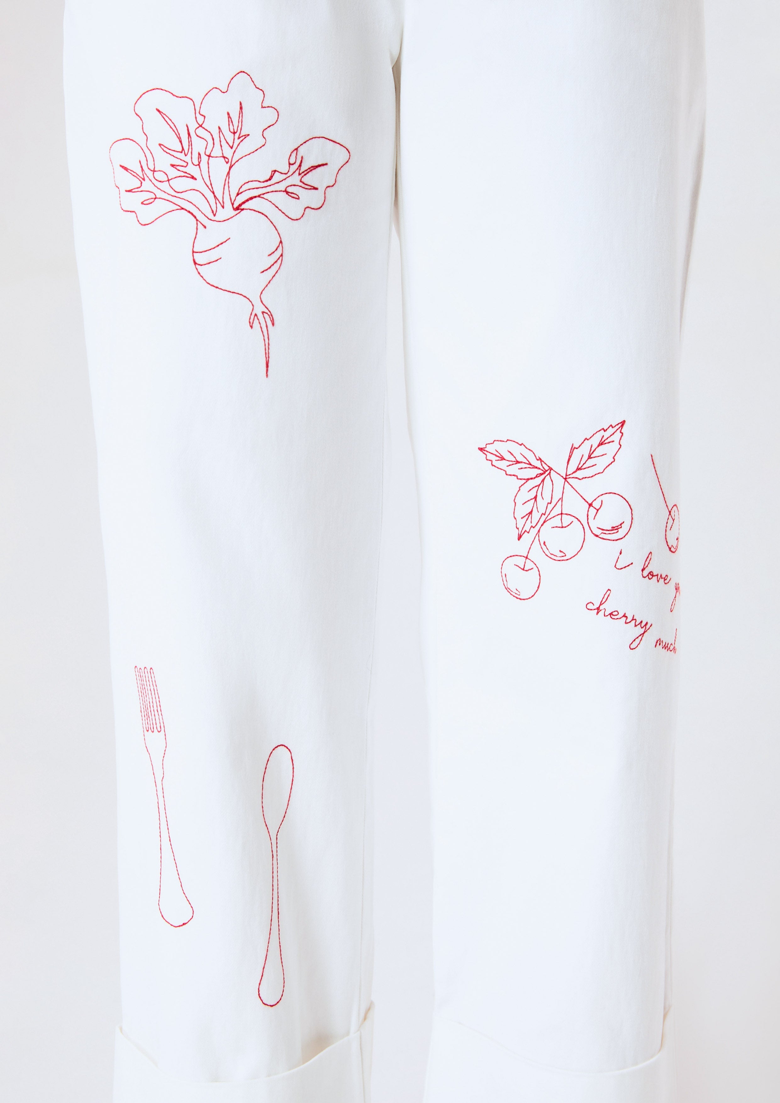 Constrast Embroidered High Waist Pants Chasing the Sun