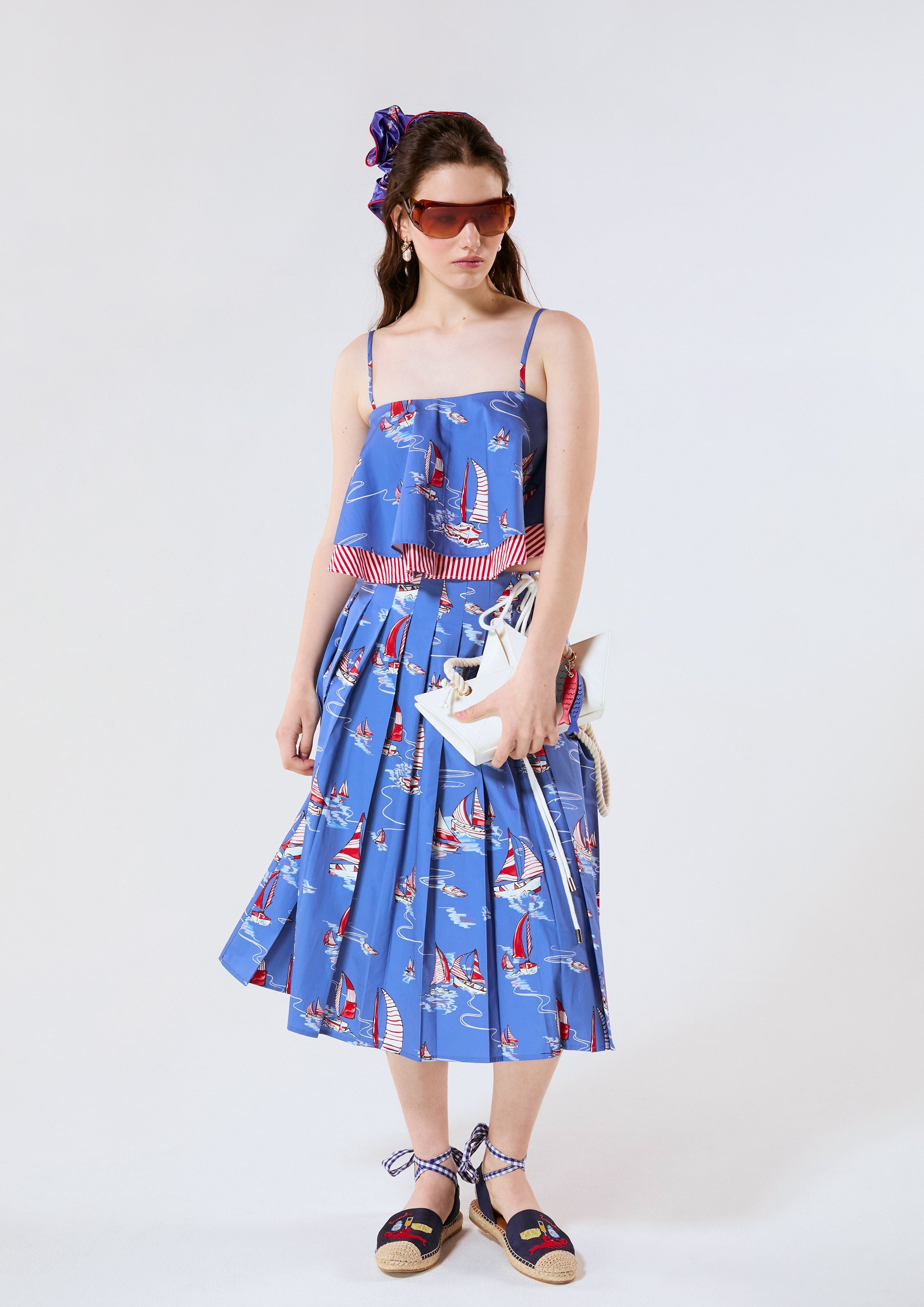 Sailing Print Cami Strap Top Califonia Yacht Club