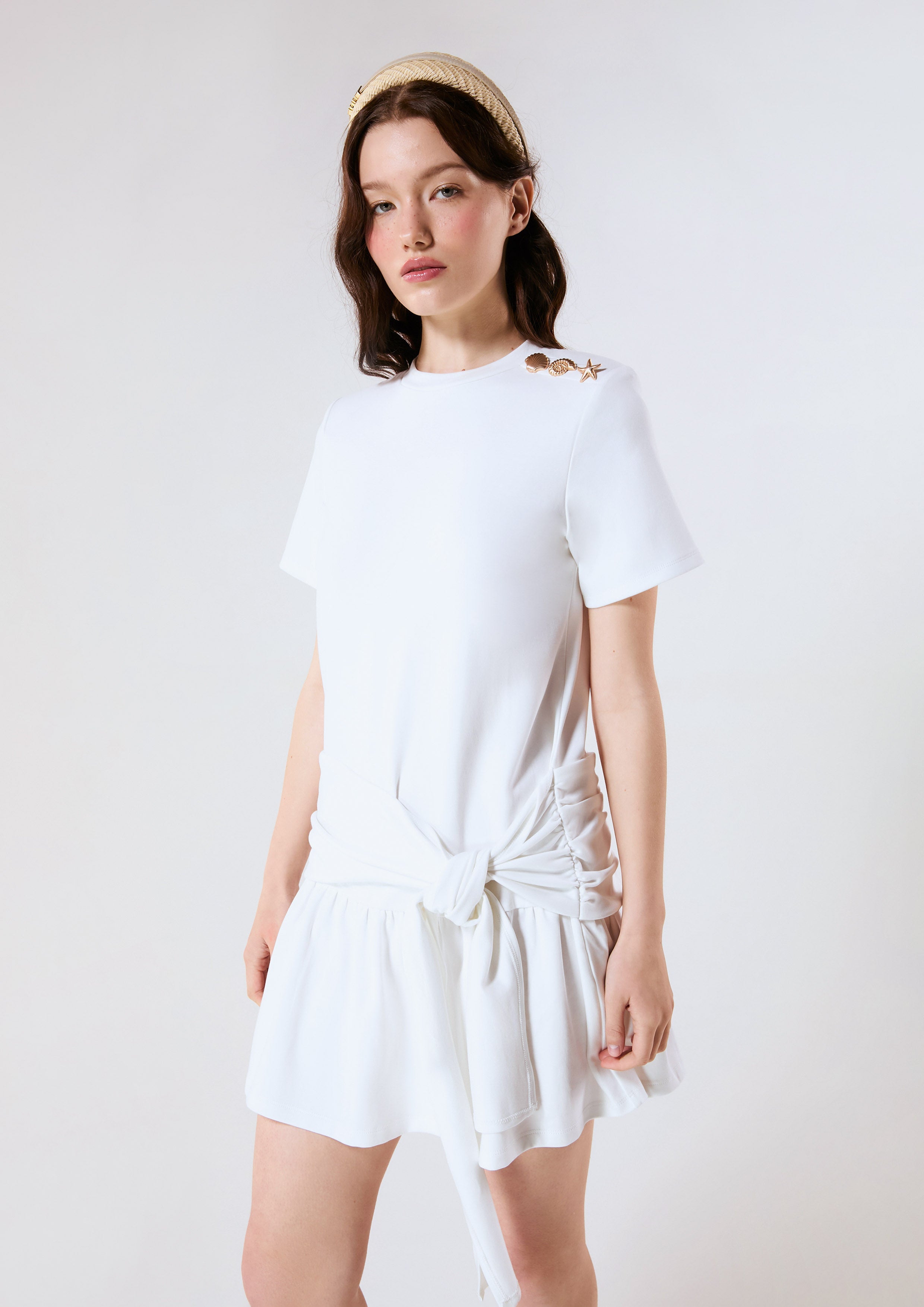 Waist Tie Mini Dress With Pins Chasing the Sea