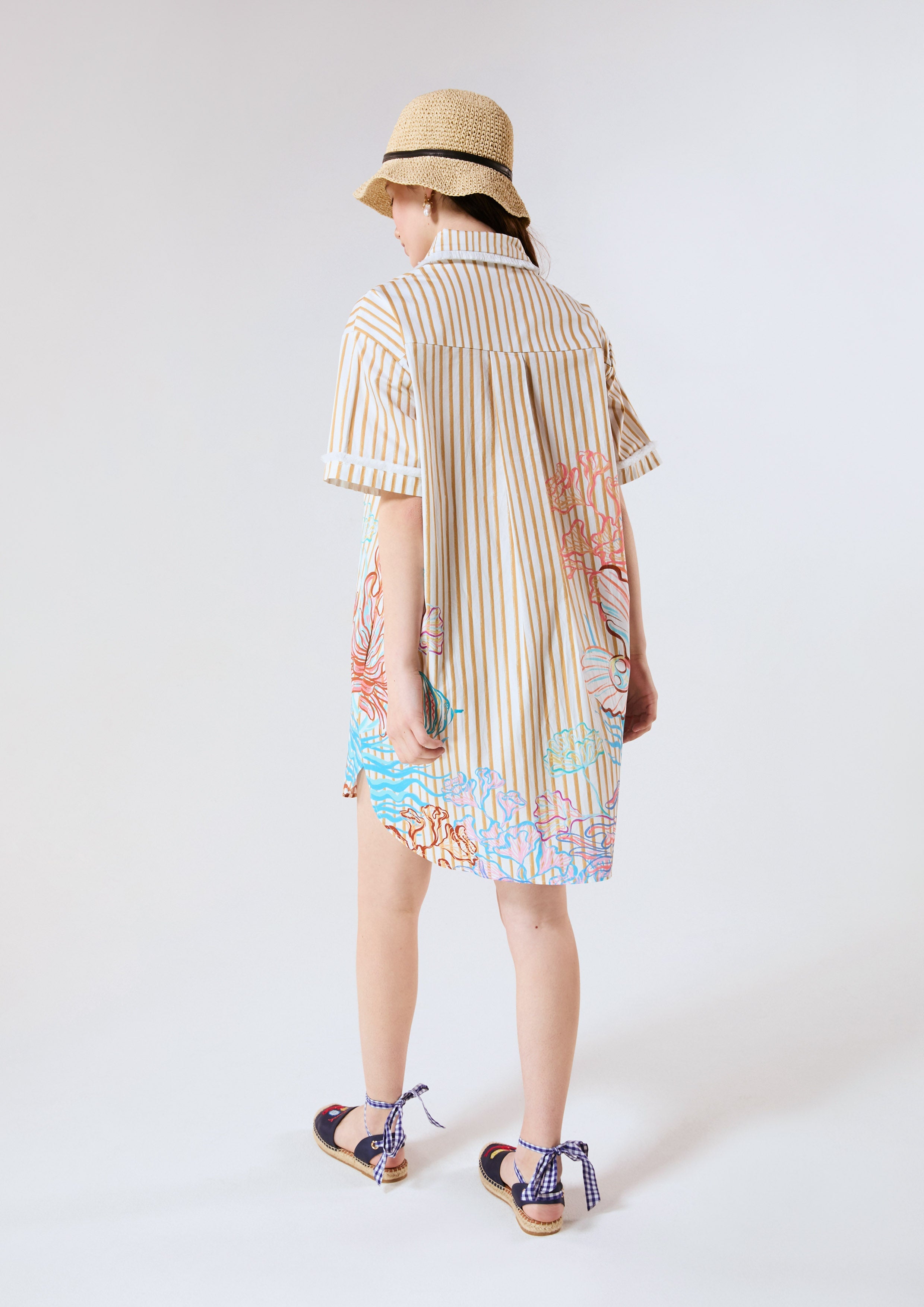 Print Stripe Shirt Dress Chasing the Sea