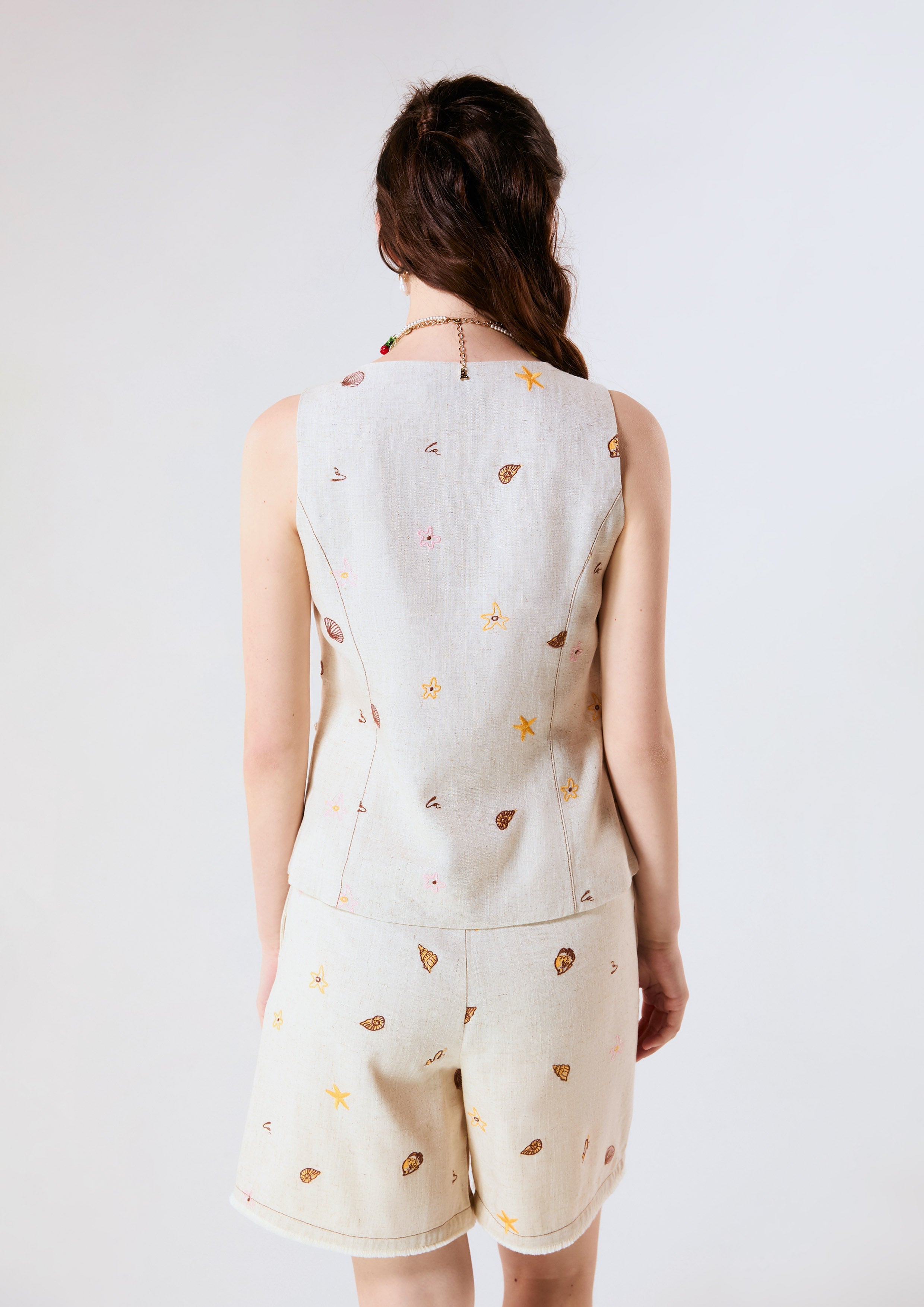 เสื้อกั๊กพิมพ์ลายแต่งซิปหน้า คอลเลกชัน Chasing the Sea