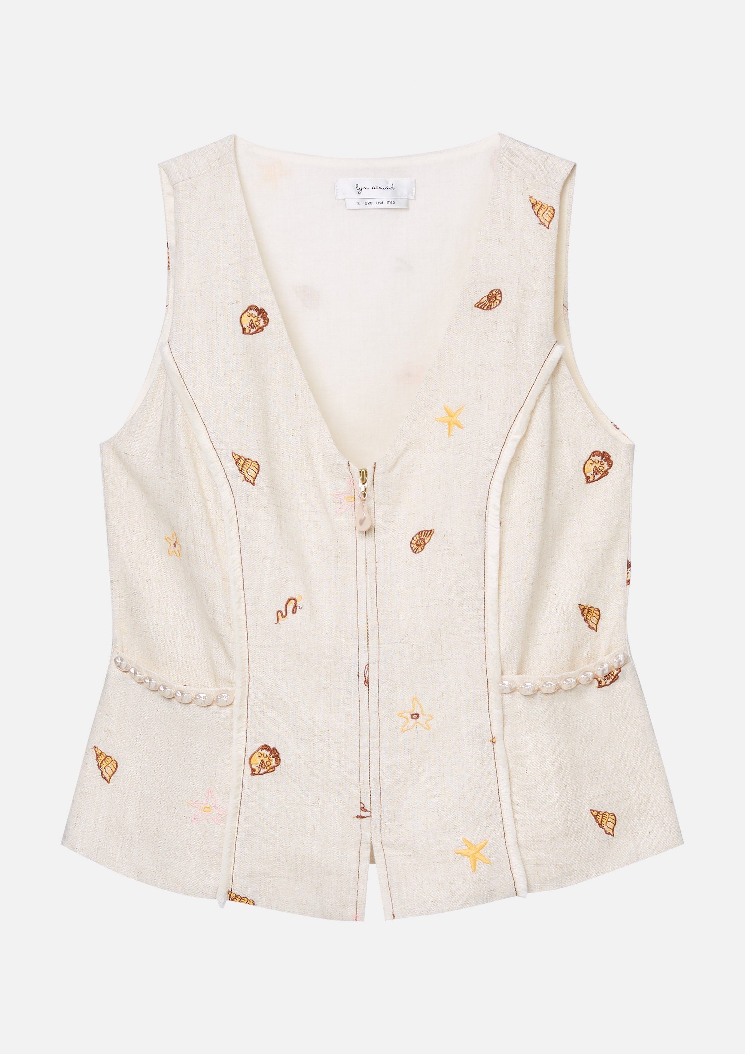 เสื้อกั๊กพิมพ์ลายแต่งซิปหน้า คอลเลกชัน Chasing the Sea