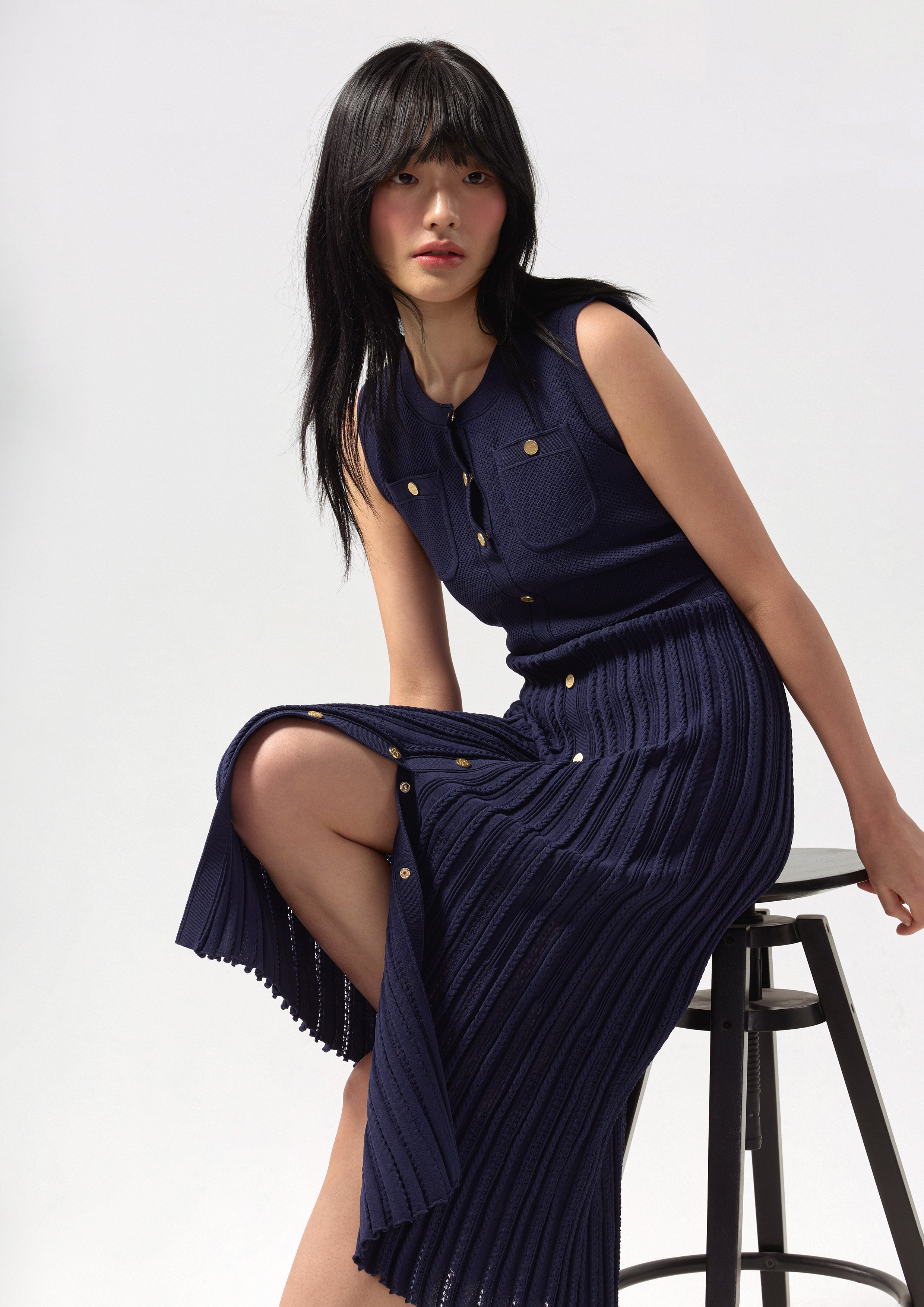 Knitted Button Midi Dress Califonia Yacht Club