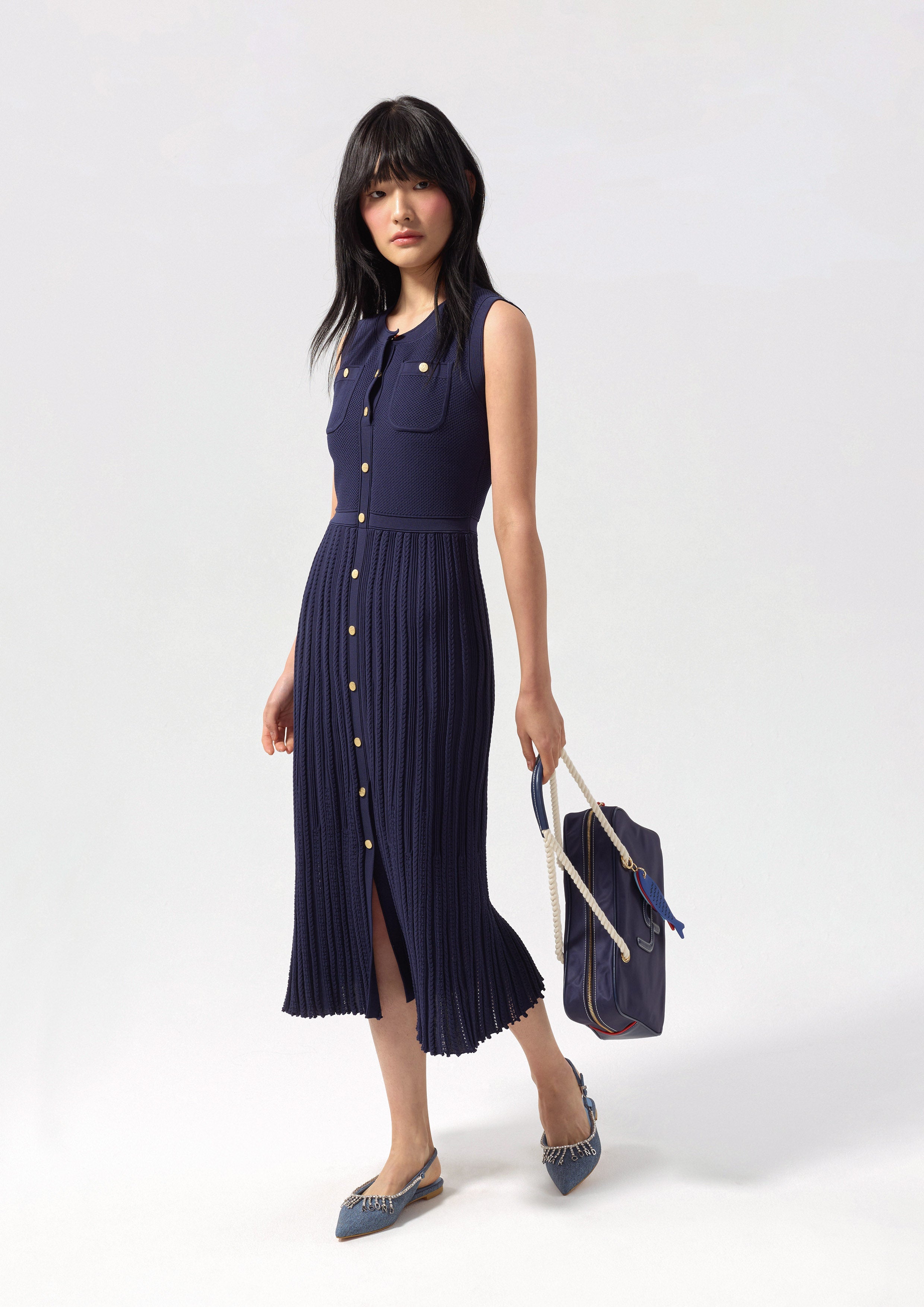 Knitted Button Midi Dress Califonia Yacht Club