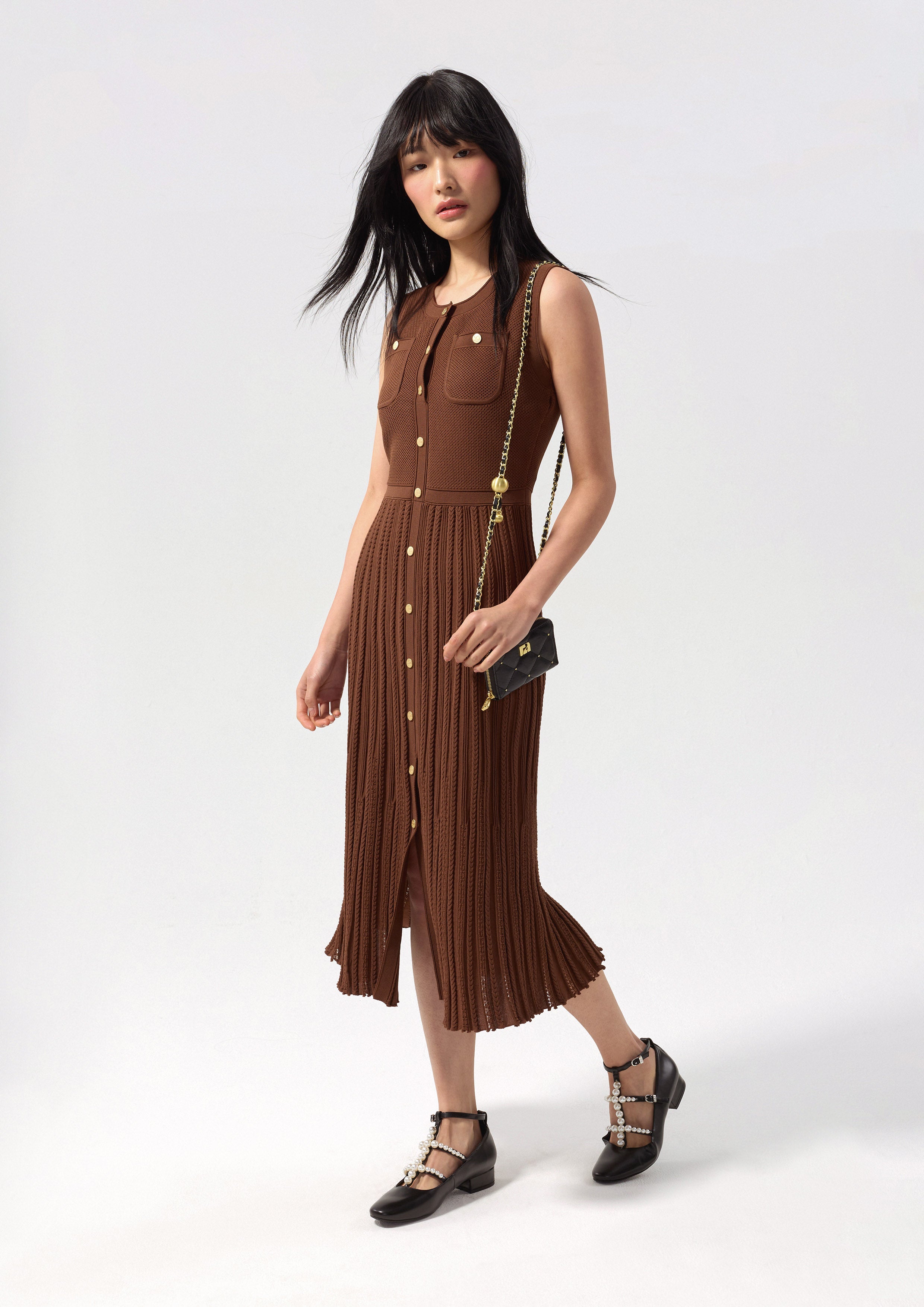 Knitted Button Midi Dress Califonia Yacht Club