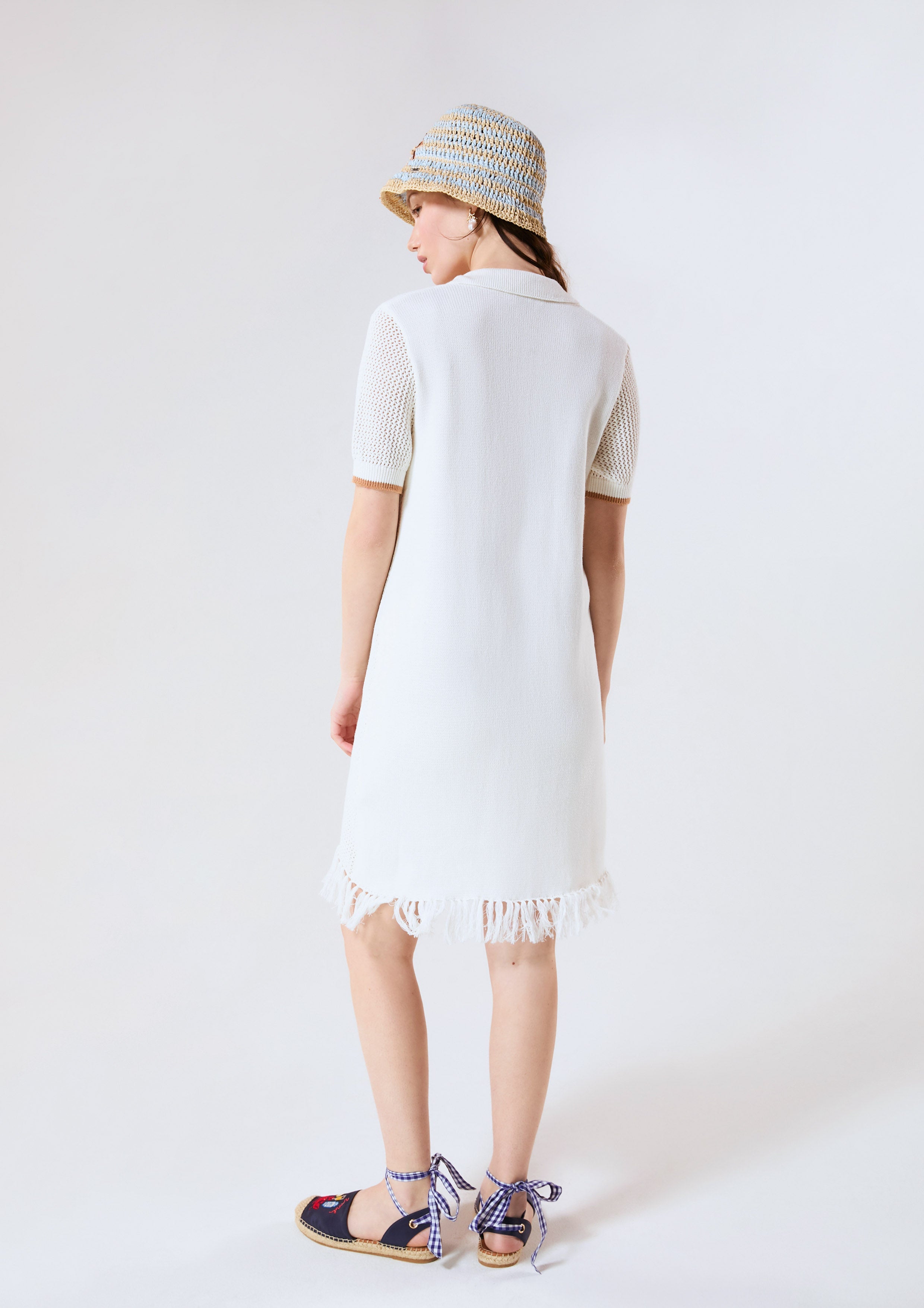 Star Motif Embellished Crochet Midi Dress With Inner Mini Dress Chasing the Sea