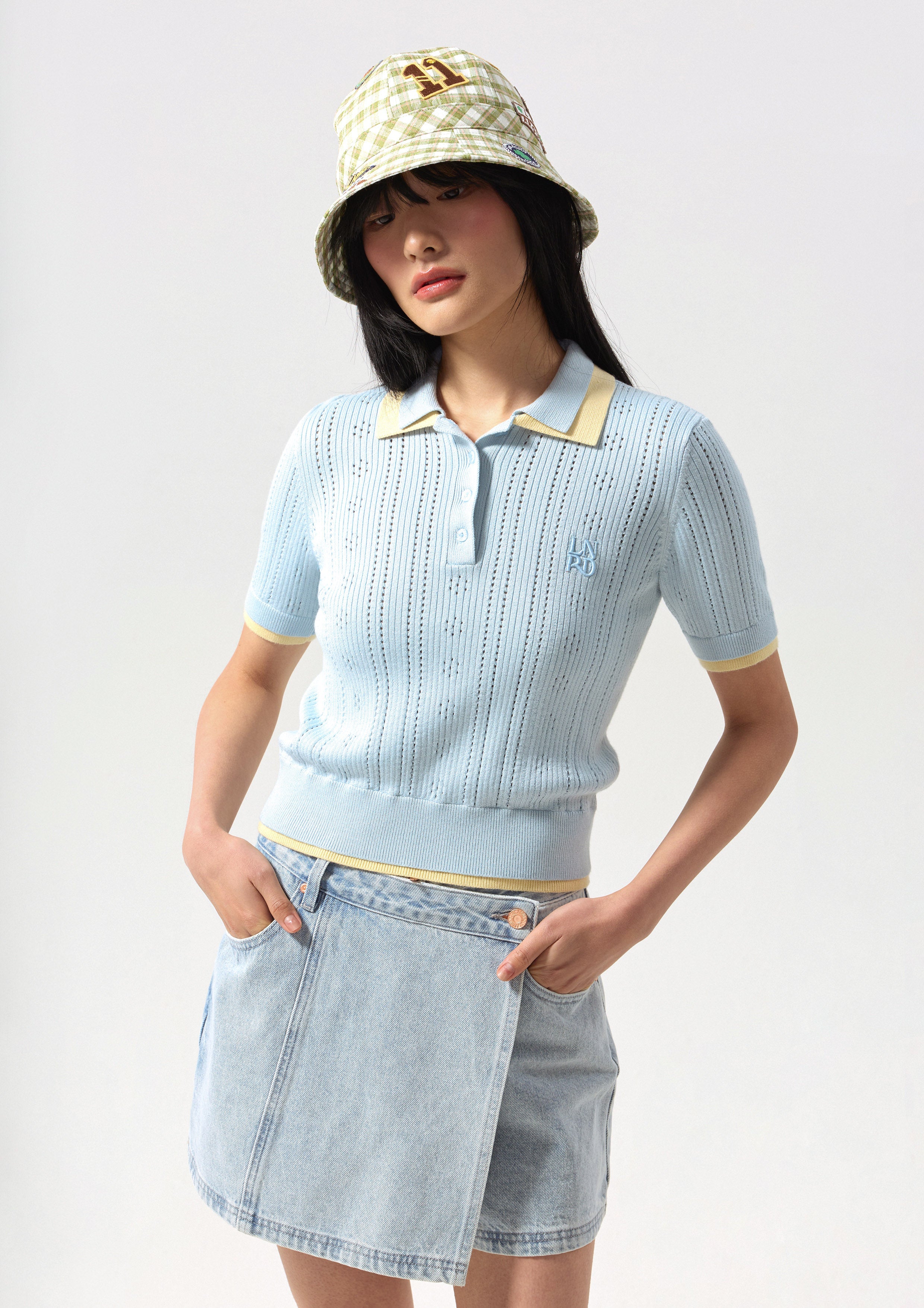 Knitted Layered Collar Polo Top California Calling