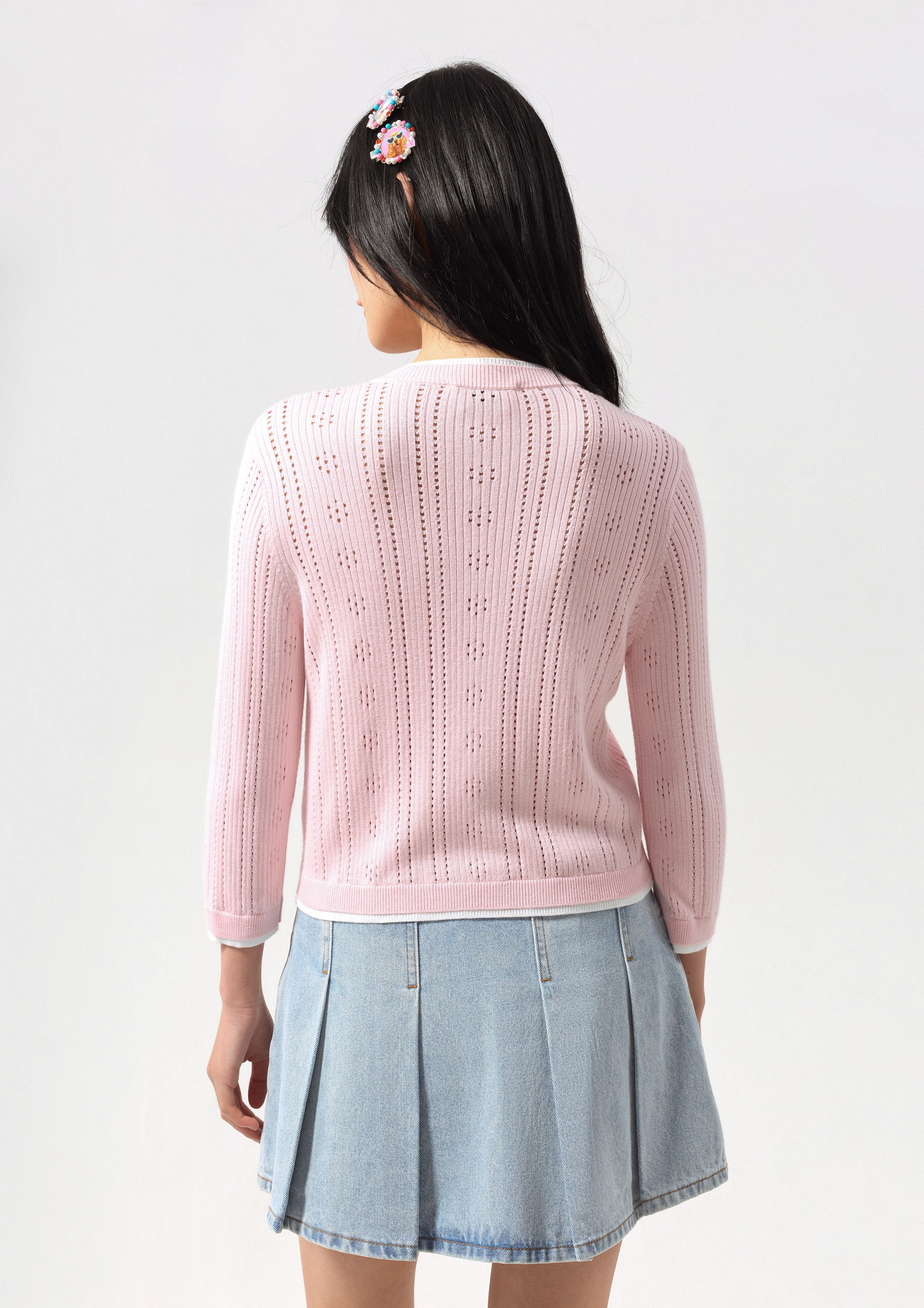 Logo Knitted Layered Collar Cardigan Essential Knit