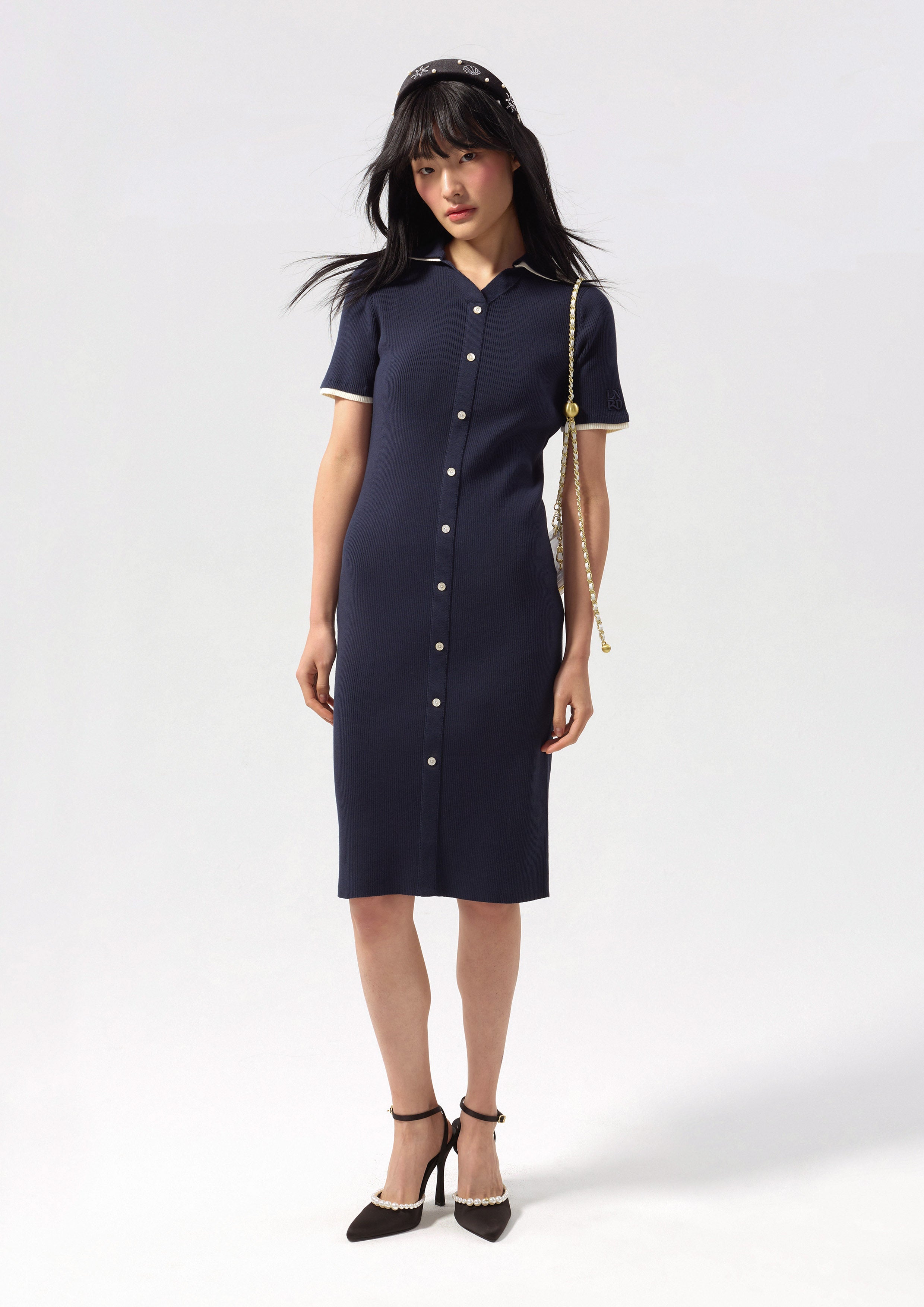 Button Up Knitted Midi Dress Essential Knit