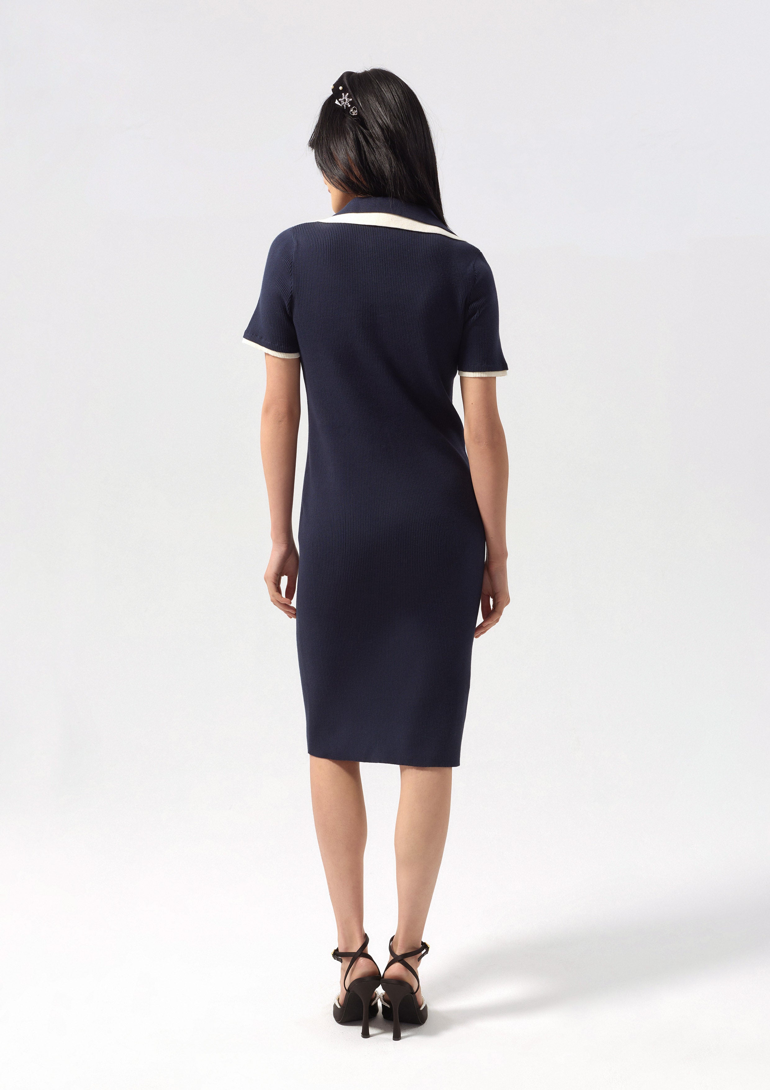 Button Up Knitted Midi Dress Essential Knit