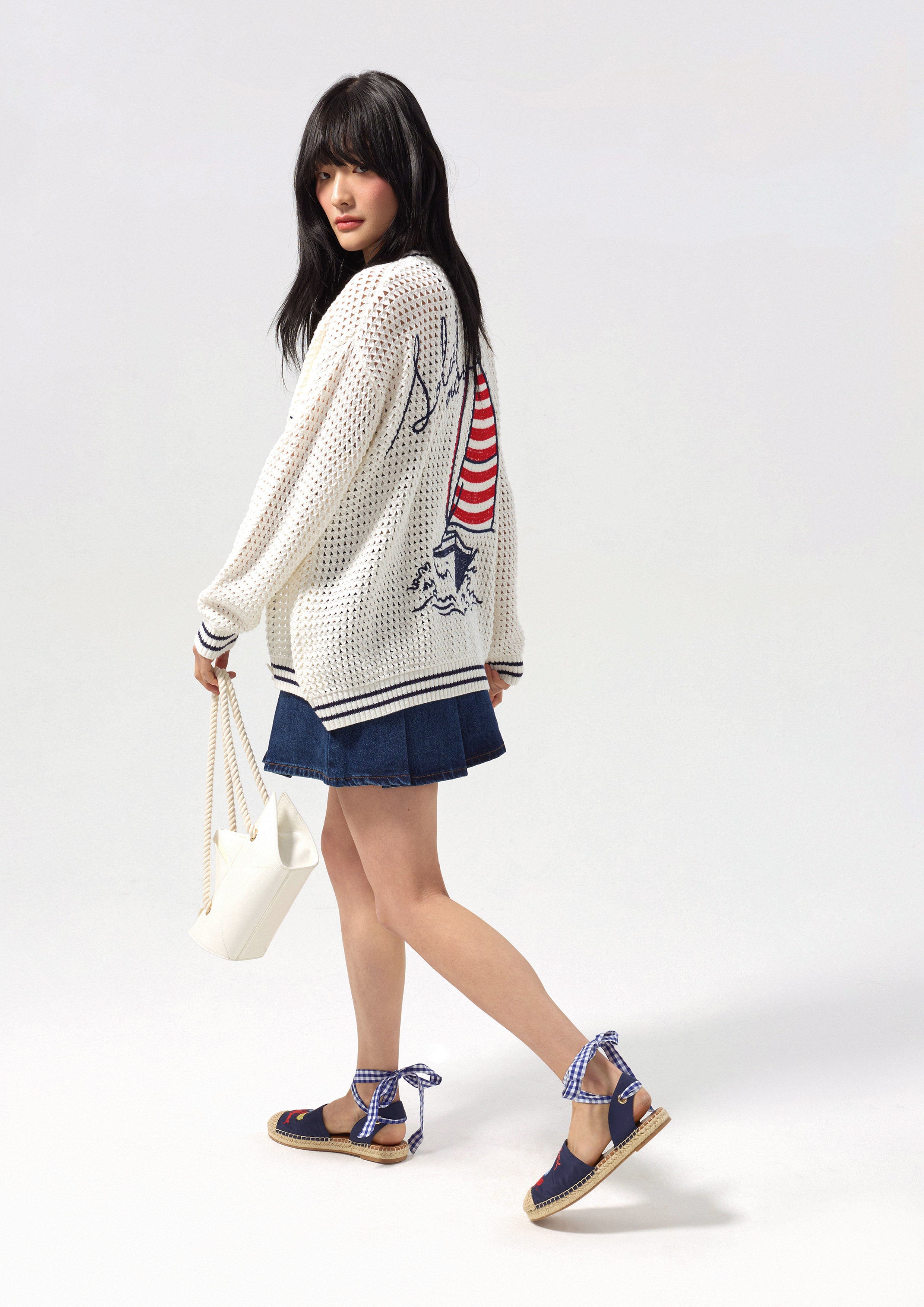 Crochet Logo Cardigan Califonia Yacht Club