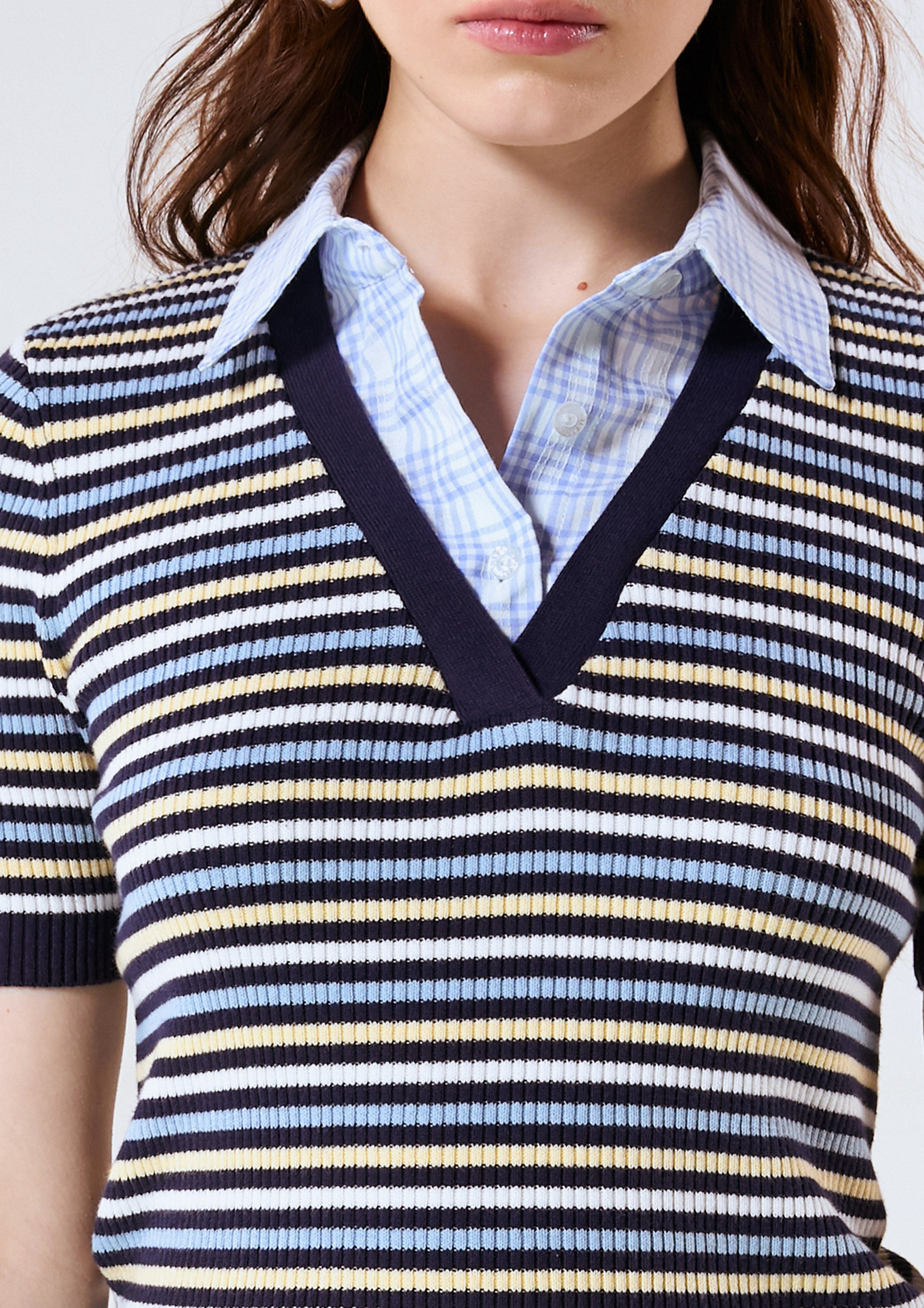 Layered Stripe Short Sleeve Top Chasing the Sun