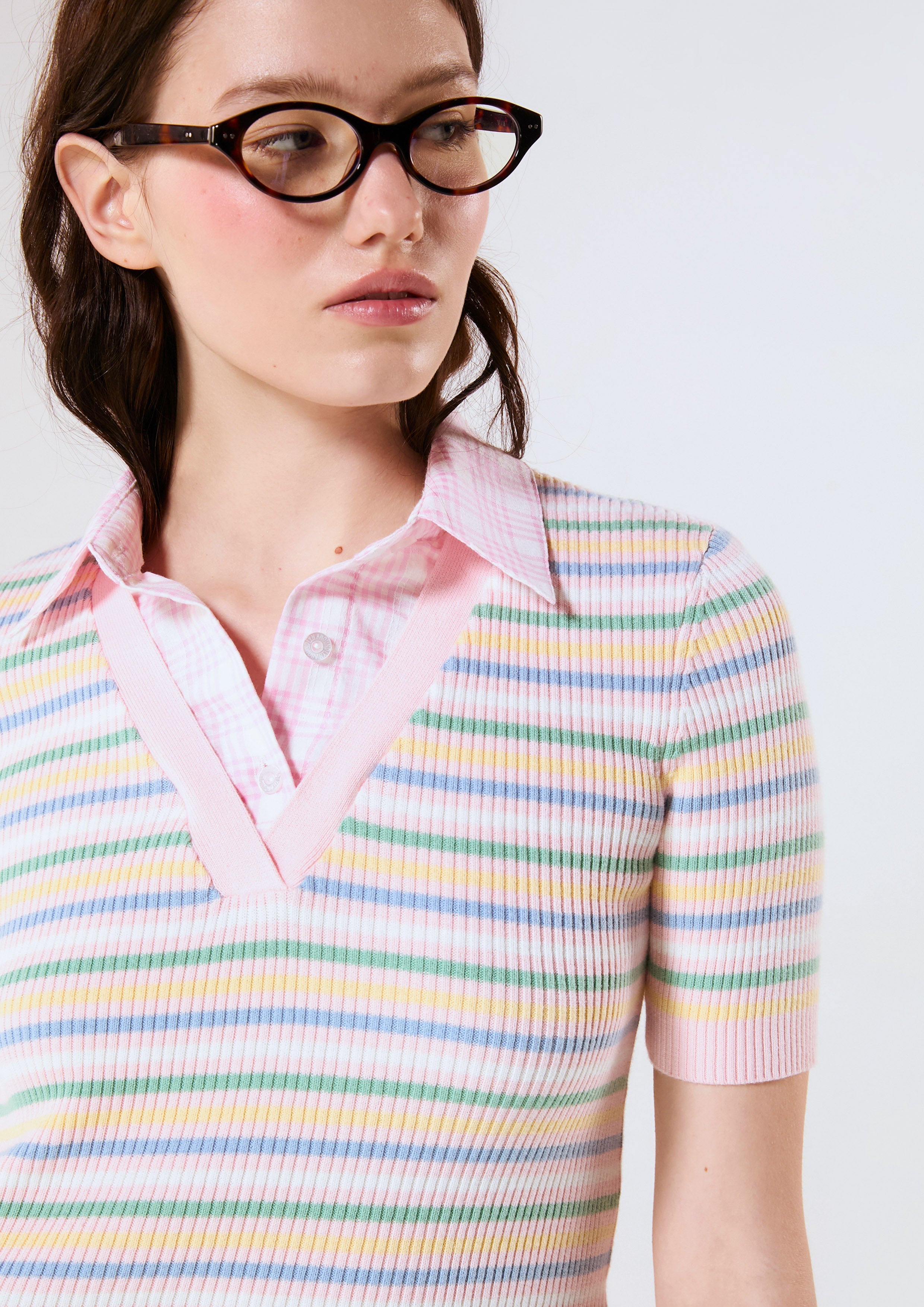 Layered Stripe Short Sleeve Top Chasing the Sun