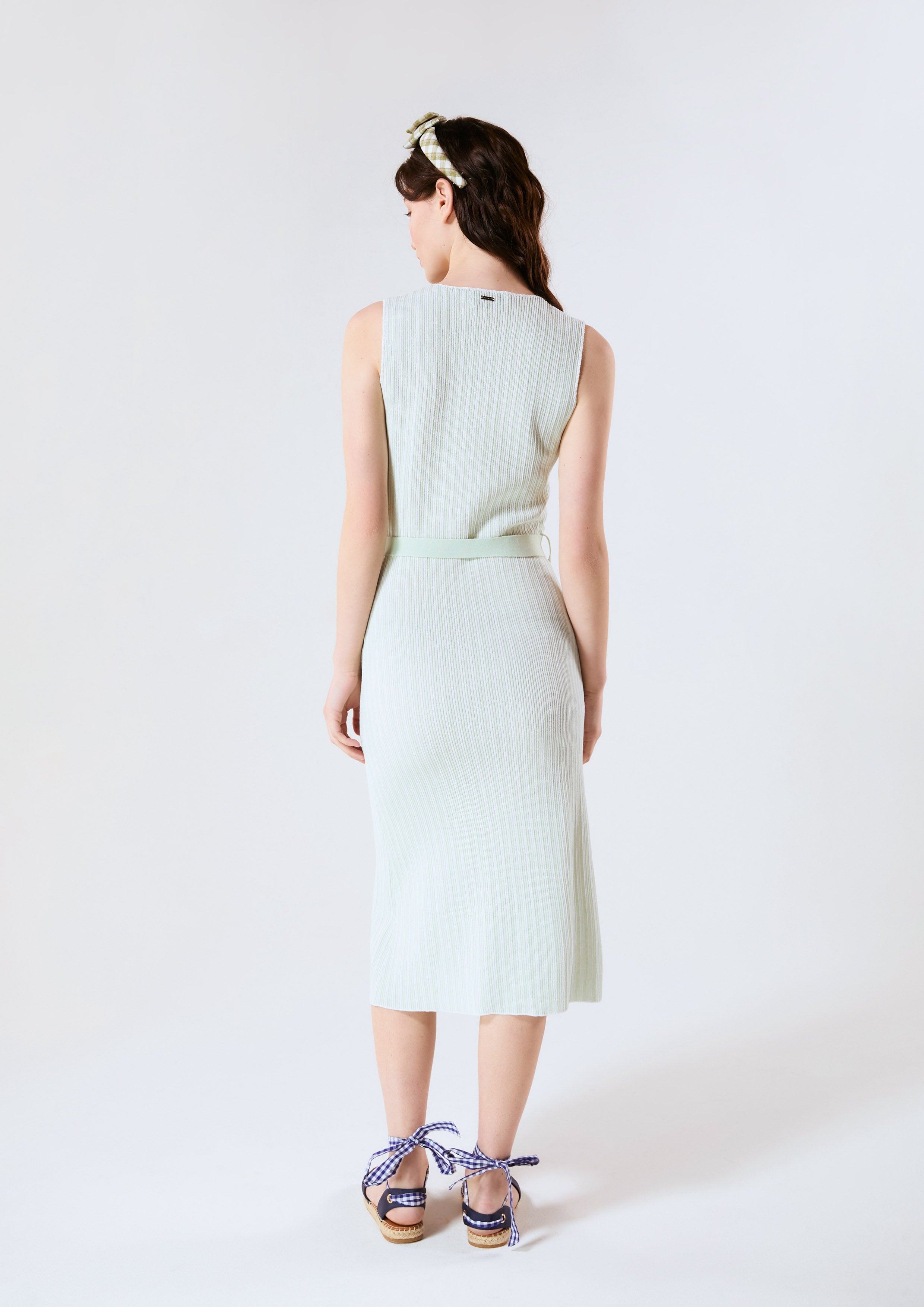 Slim Sleeveless Button Midi Dress Chasing the Sea