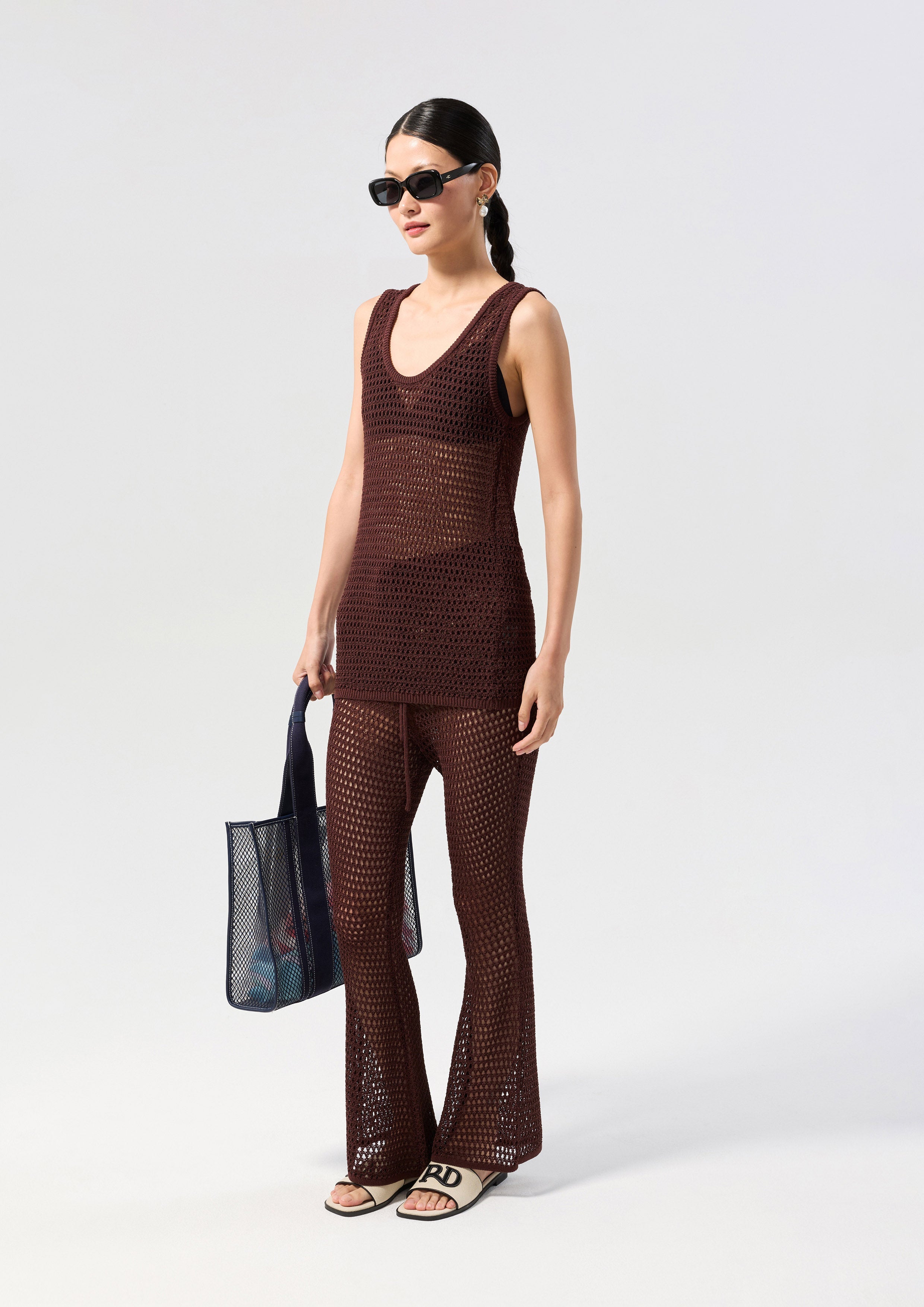 Flare Leg Mesh Trousers Oasis