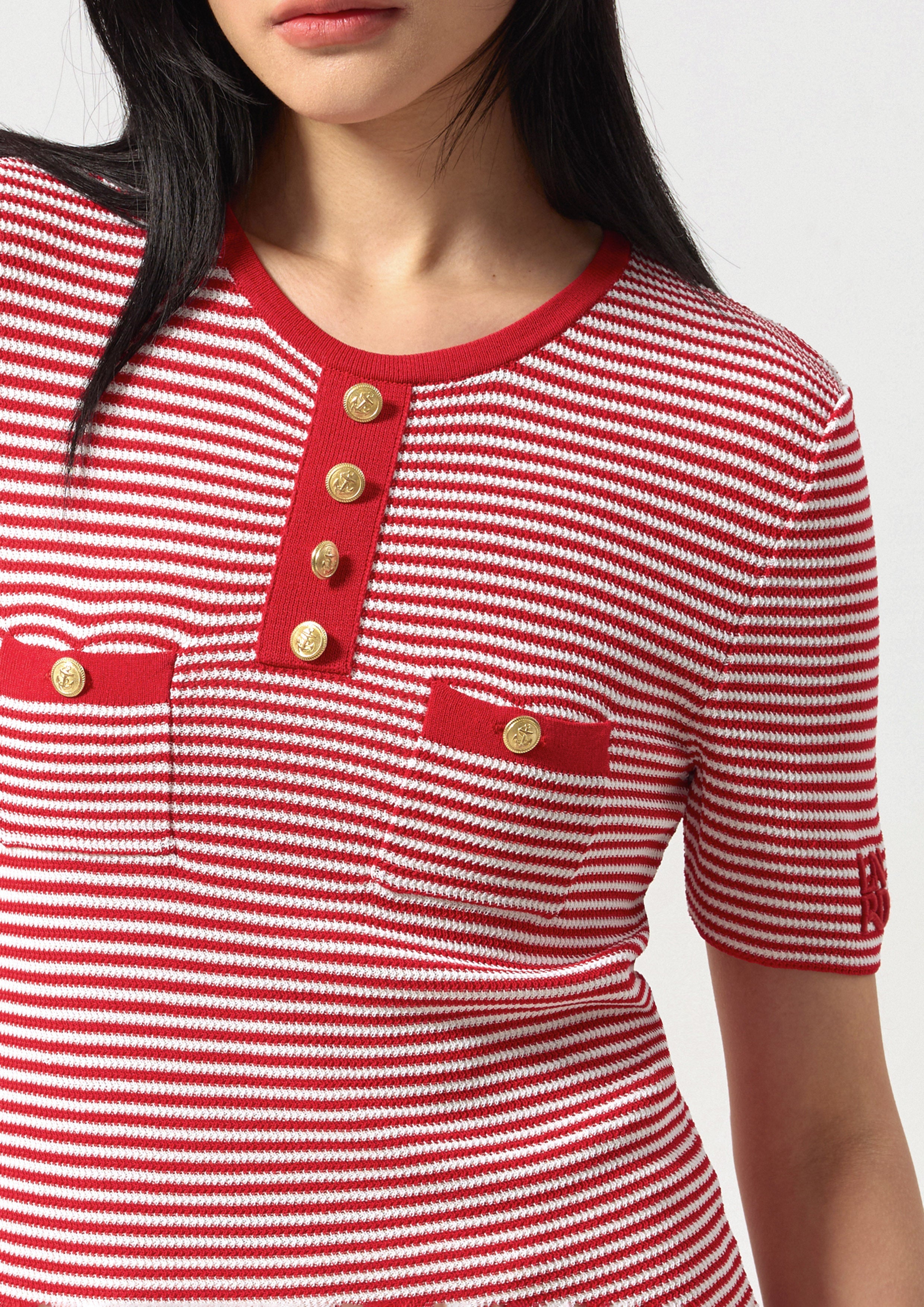 Stripe Knitted Short Sleeve Top California Calling