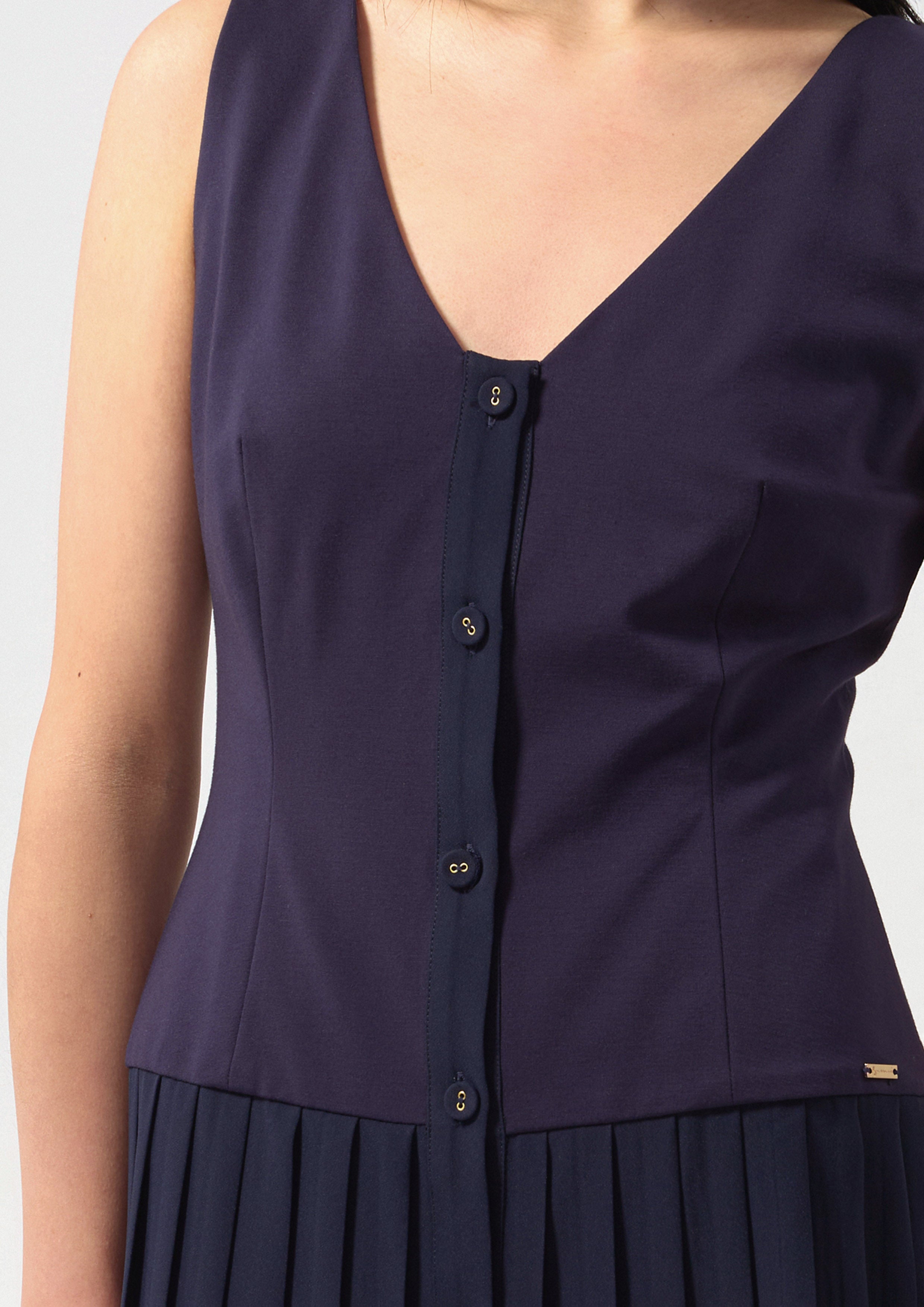 Button Pleated Skirt Mini Dress Califonia Yacht Club