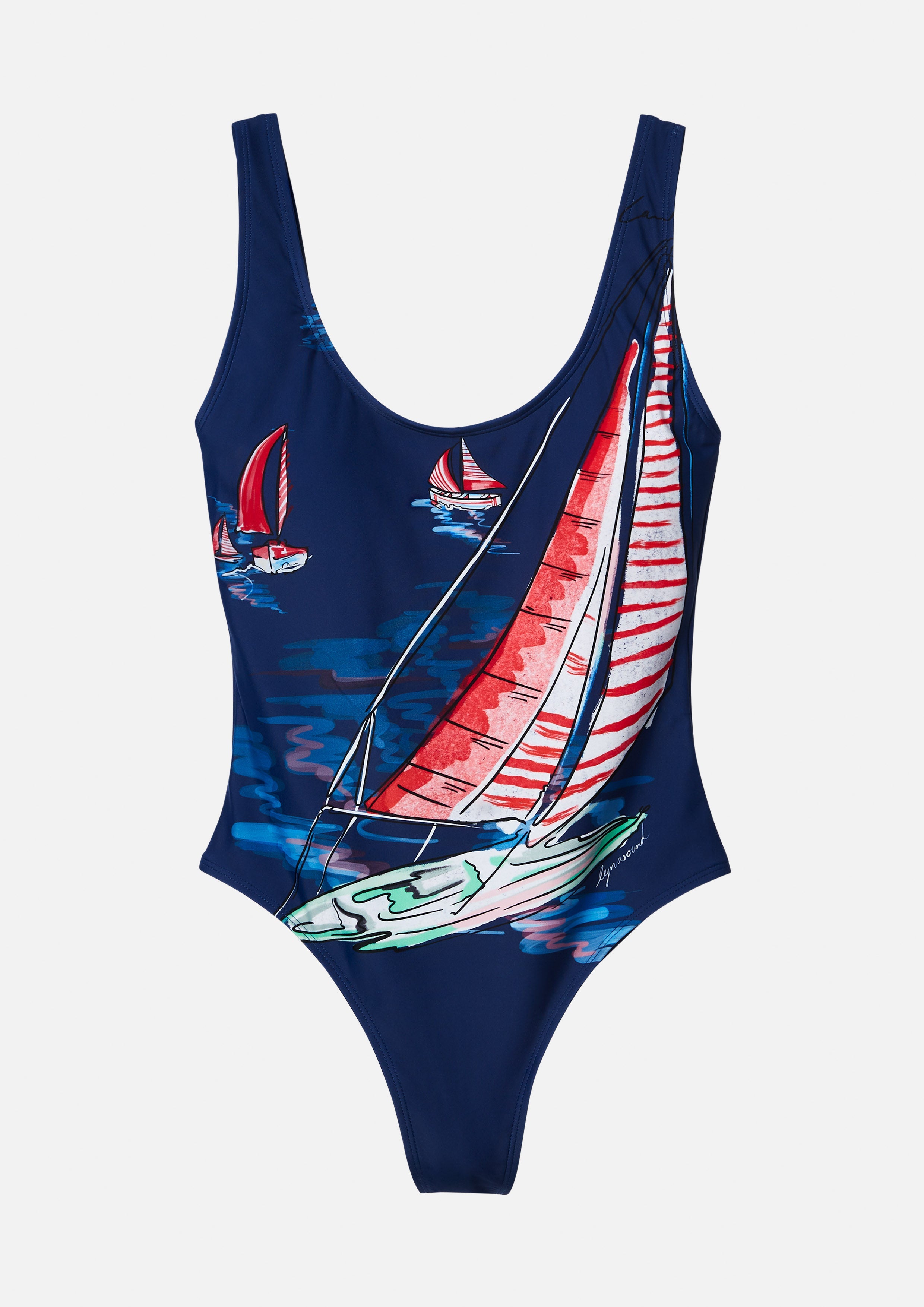 Sailing Print One-Piece Swimwear Califonia Yacht Club