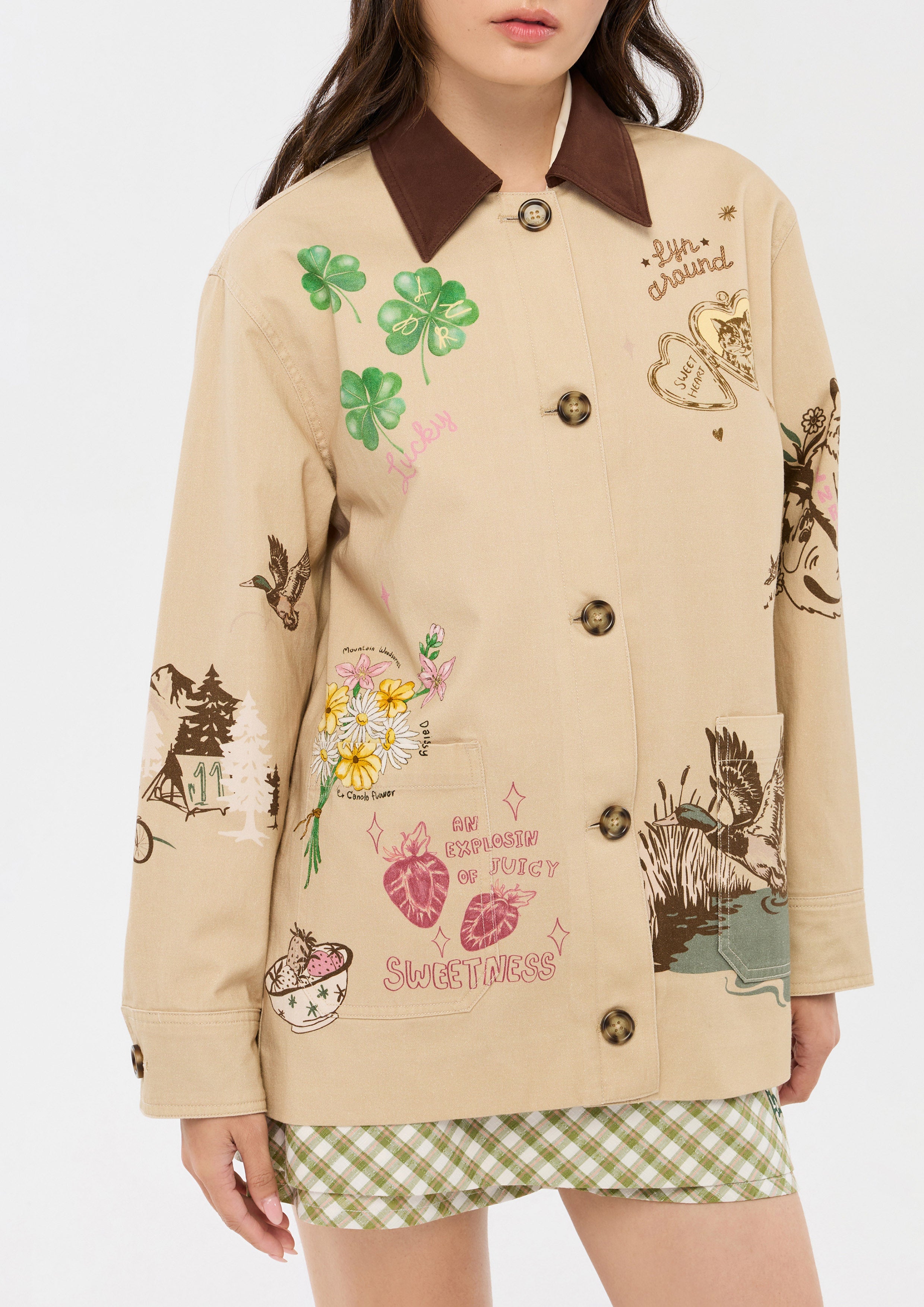 เสื้อแจ็คเก็ตแขนยาวพิมพ์ลาย คอลเลกชัน Camp Diary
