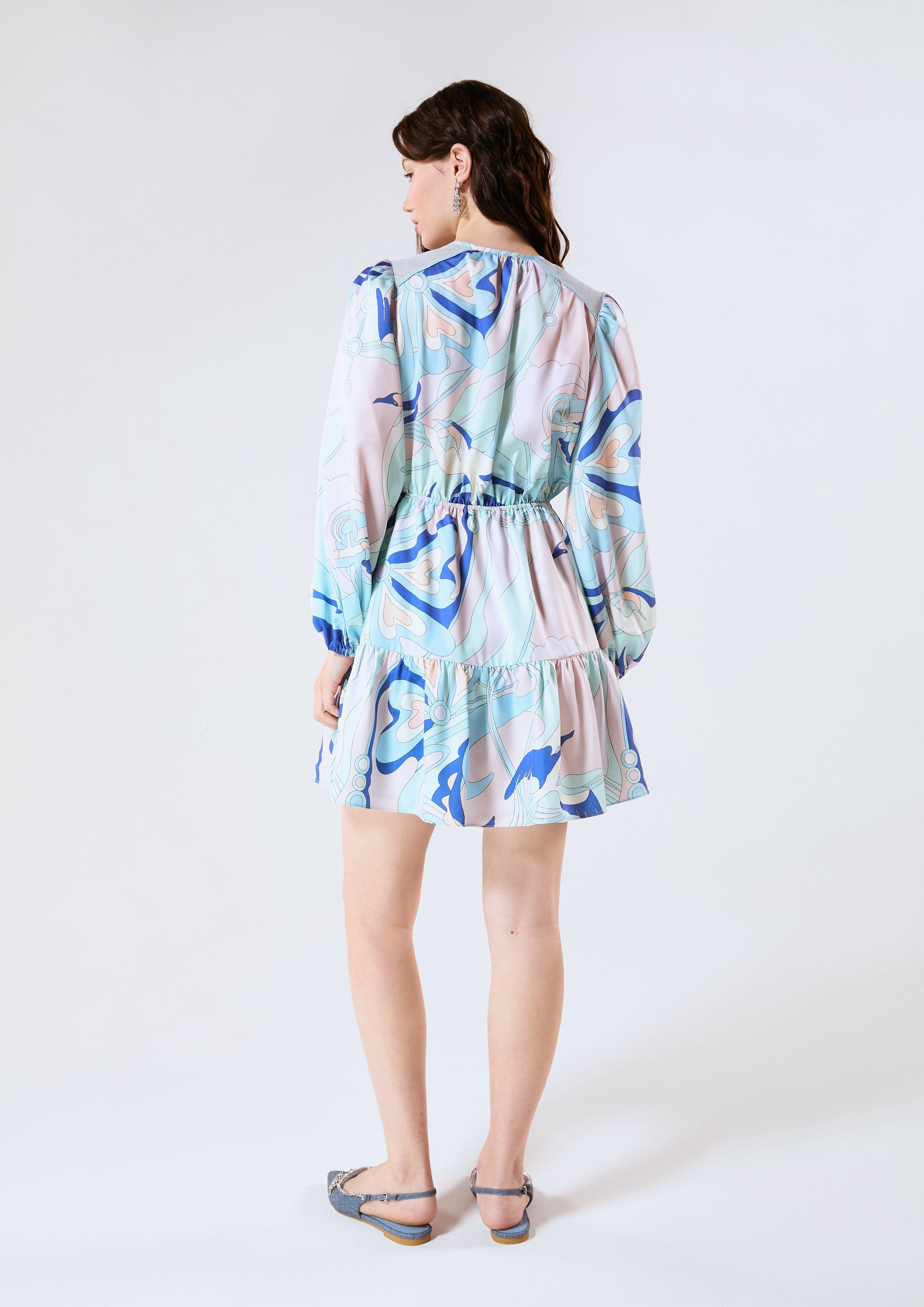Print Long Sleeve Mini Dress Califonia Yacht Club