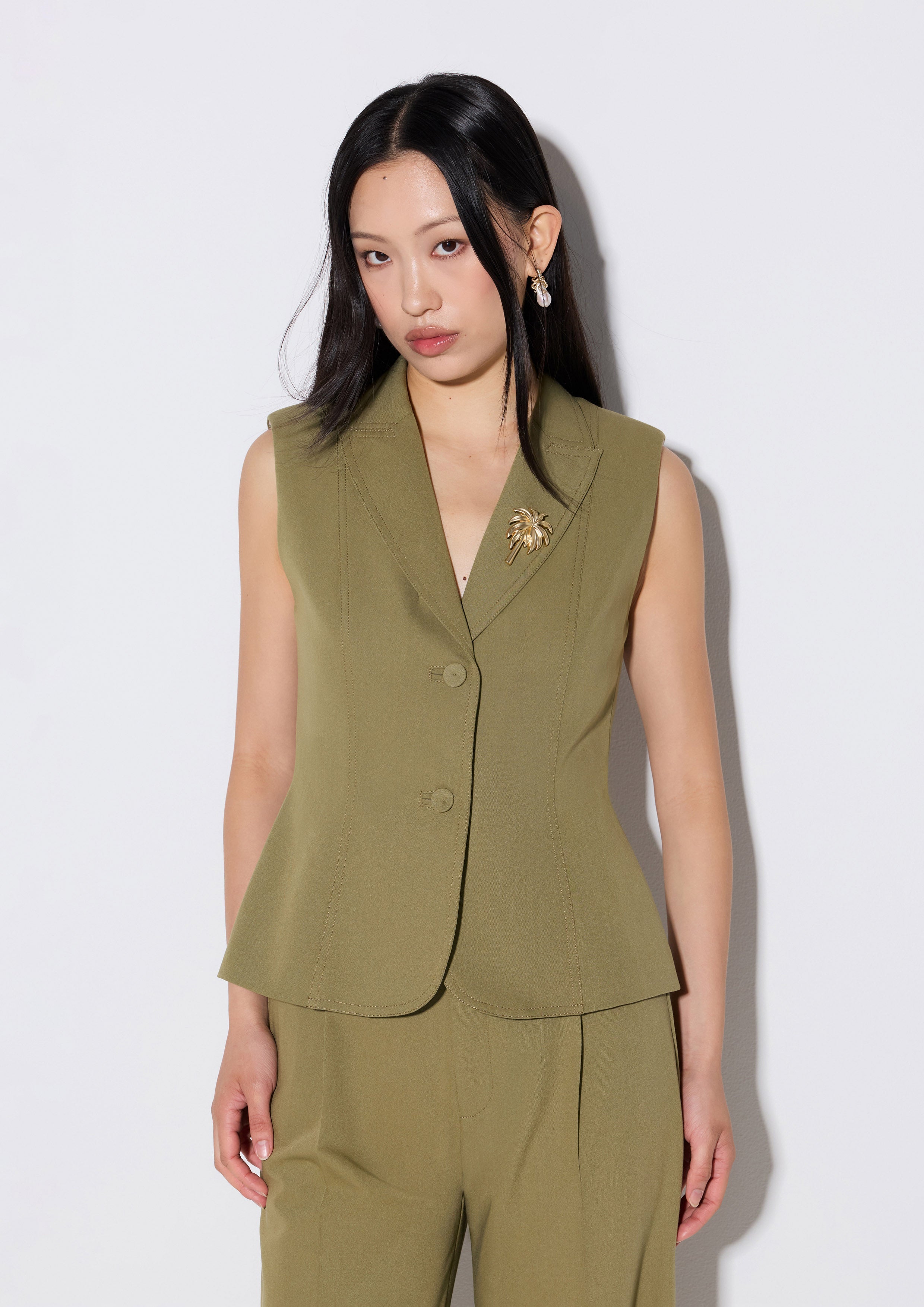 Vest With Palm Pin Salt and Sol