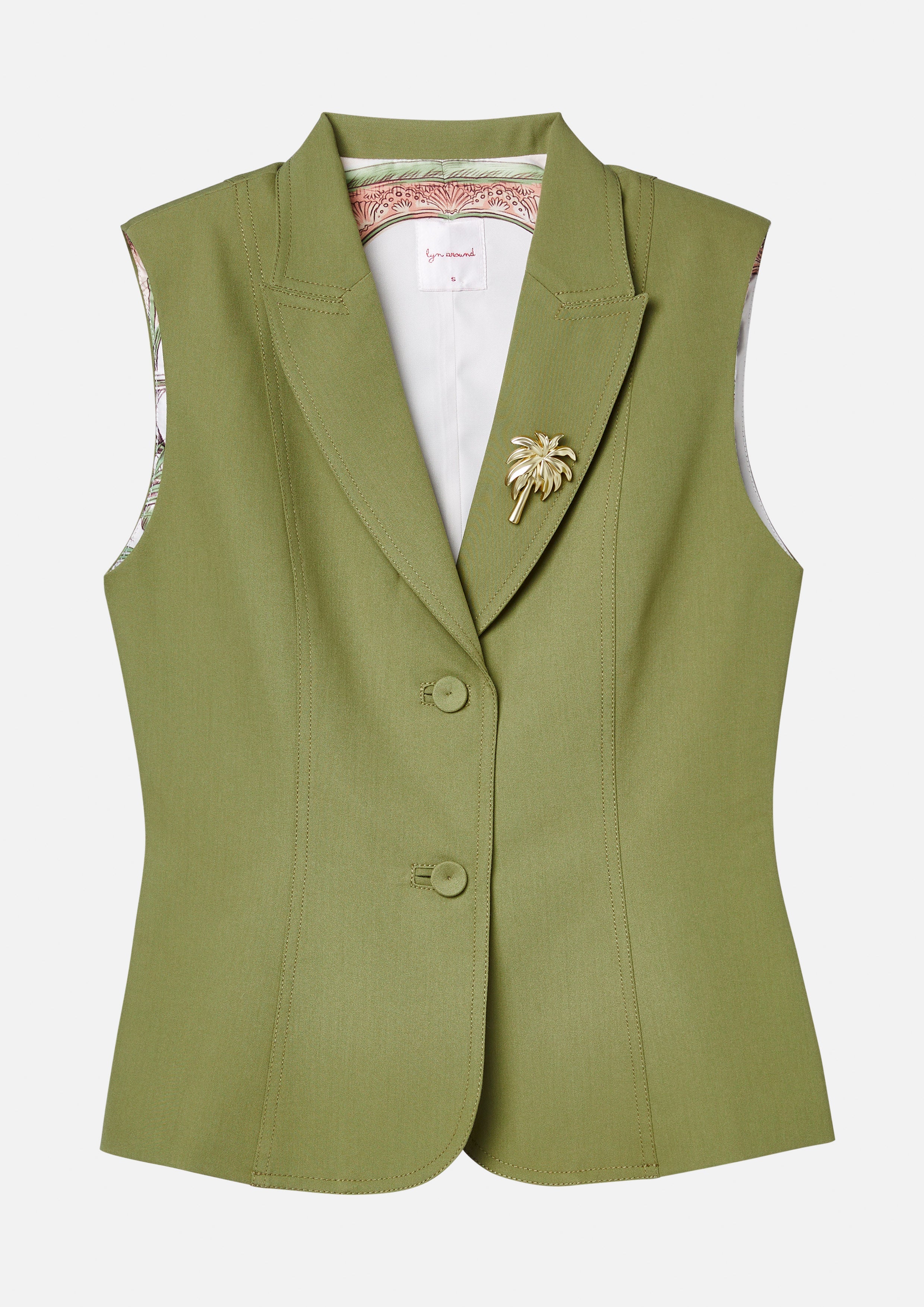 Vest With Palm Pin Salt and Sol