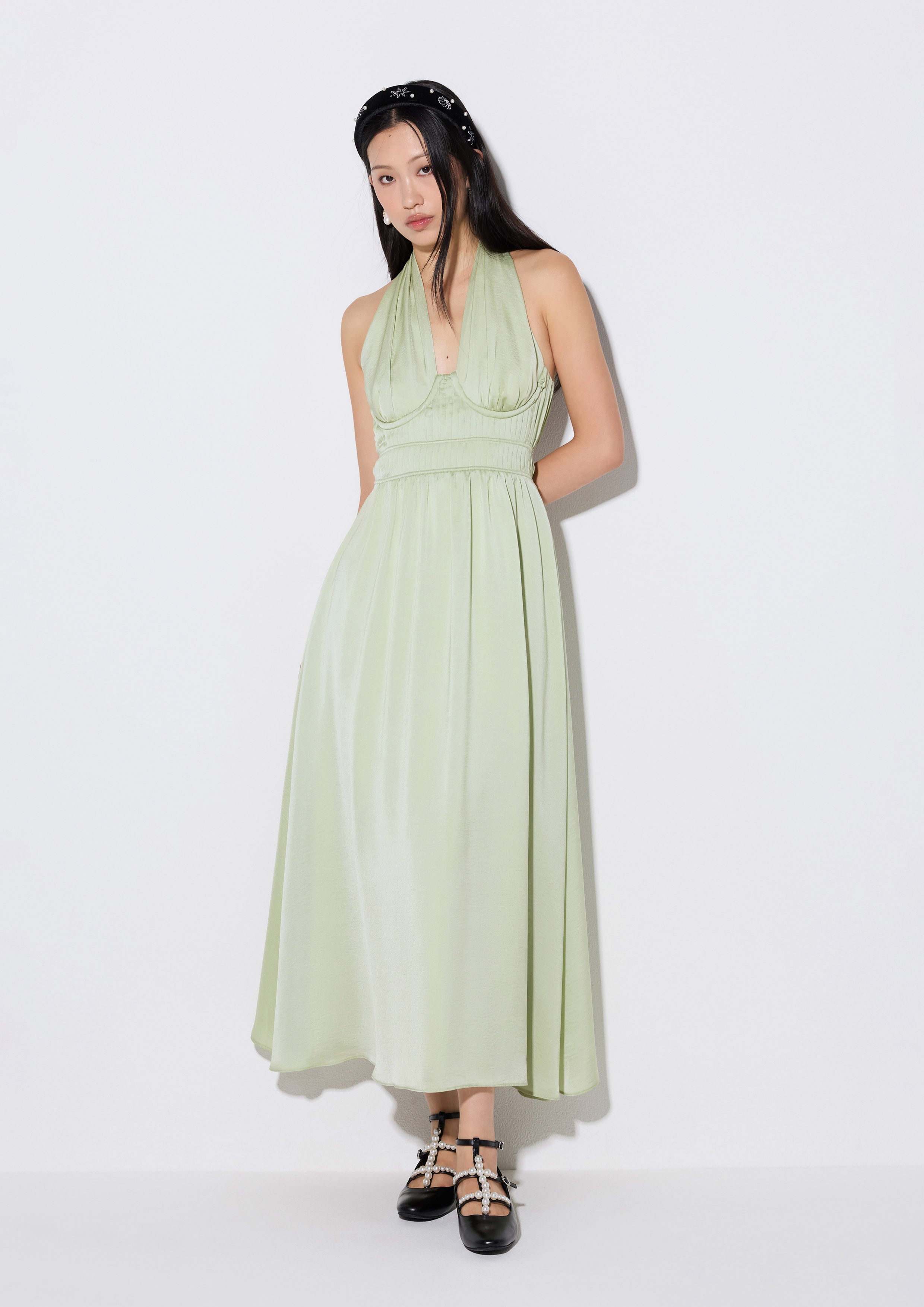 Satin Halter Maxi Dress Salt and Sol