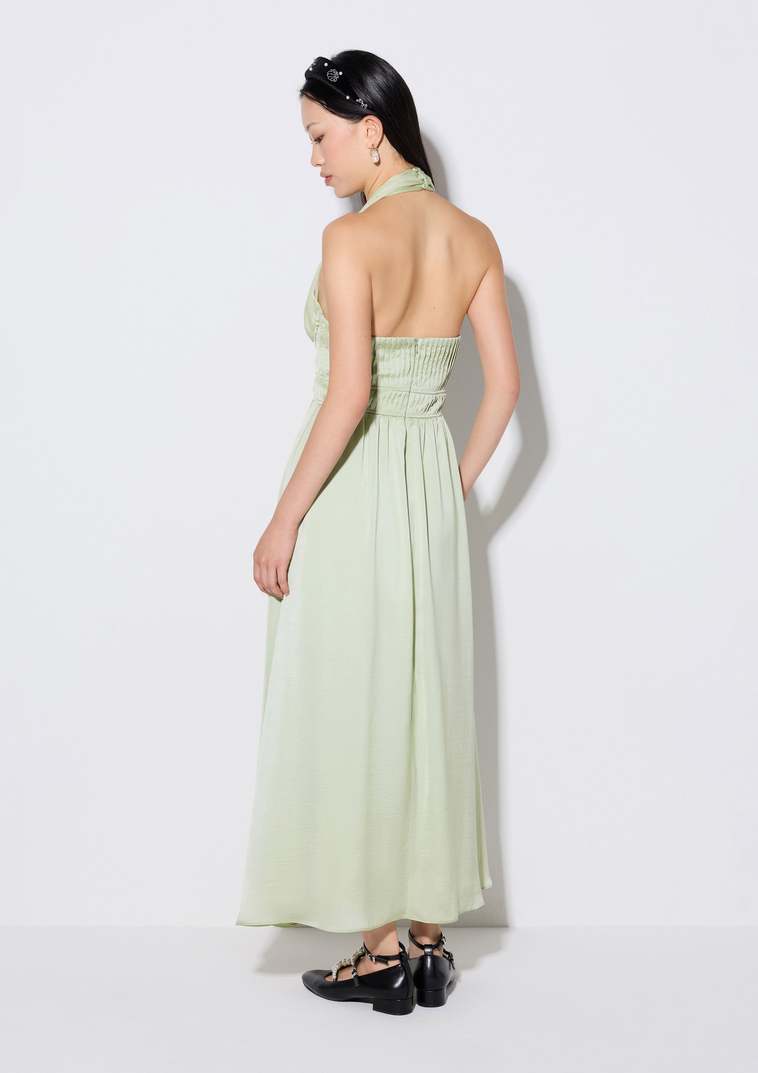 Satin Halter Maxi Dress Salt and Sol