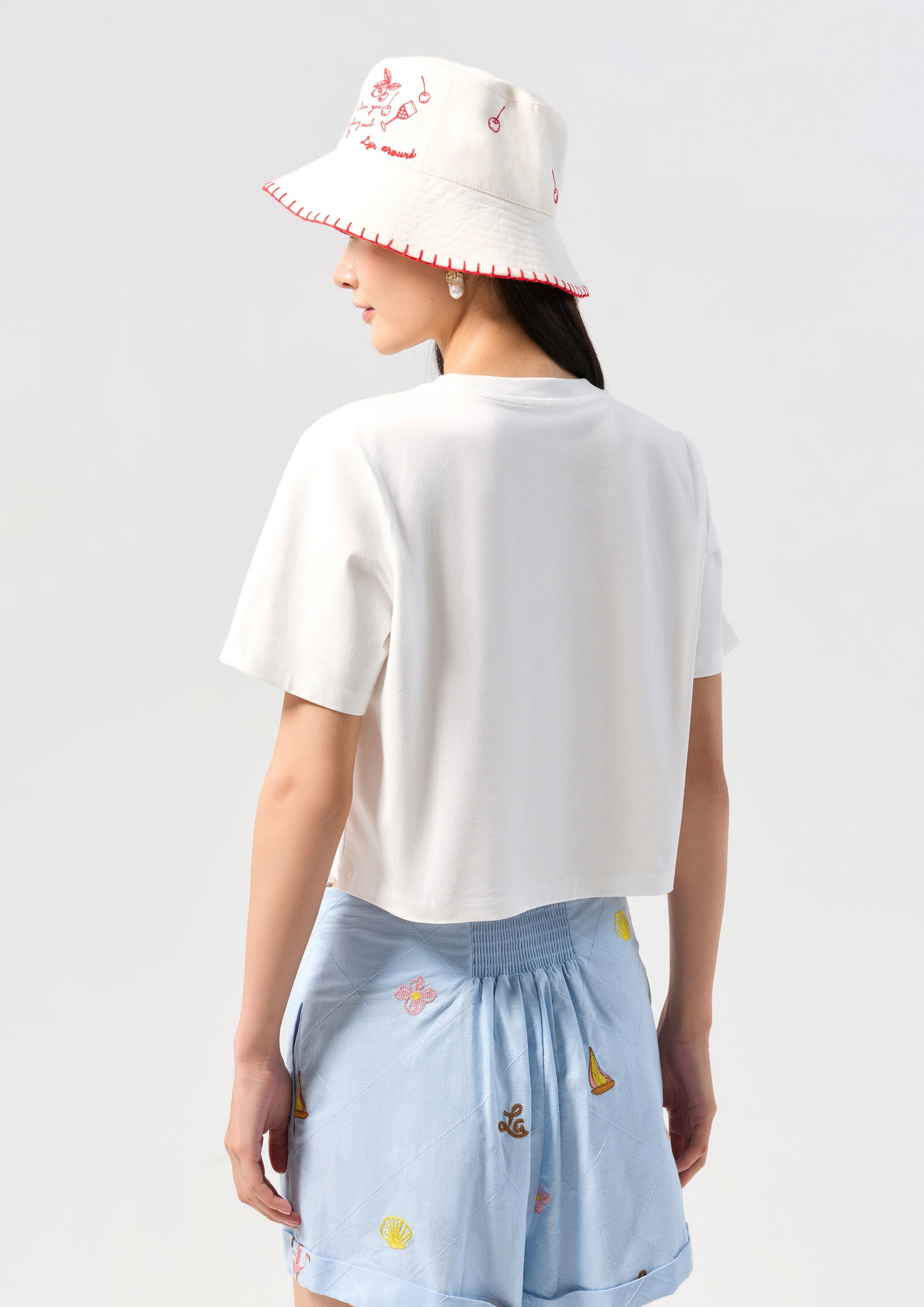 Print Crop Short Sleeve Tee Palm Spring