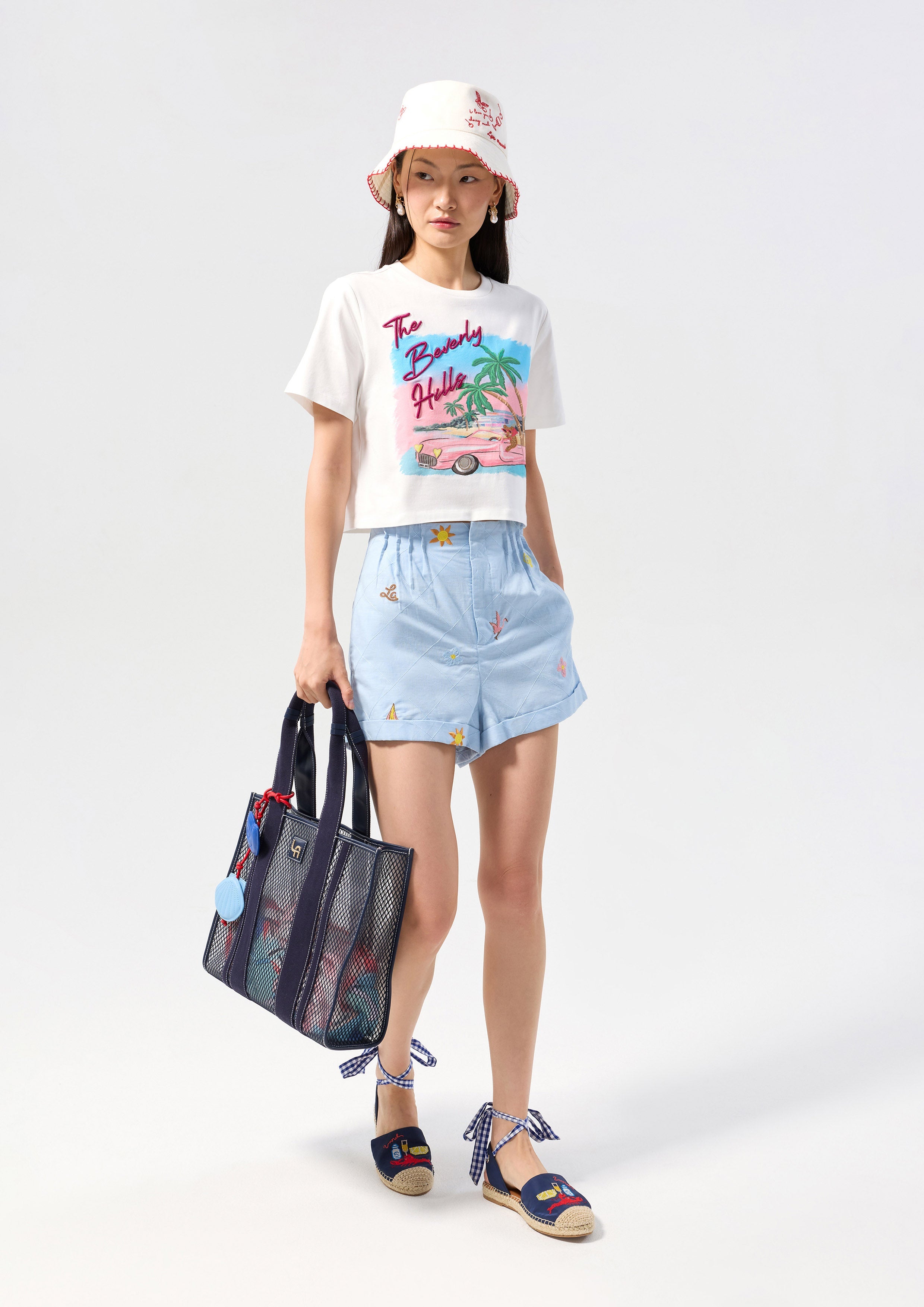 Print Crop Short Sleeve Tee Palm Spring