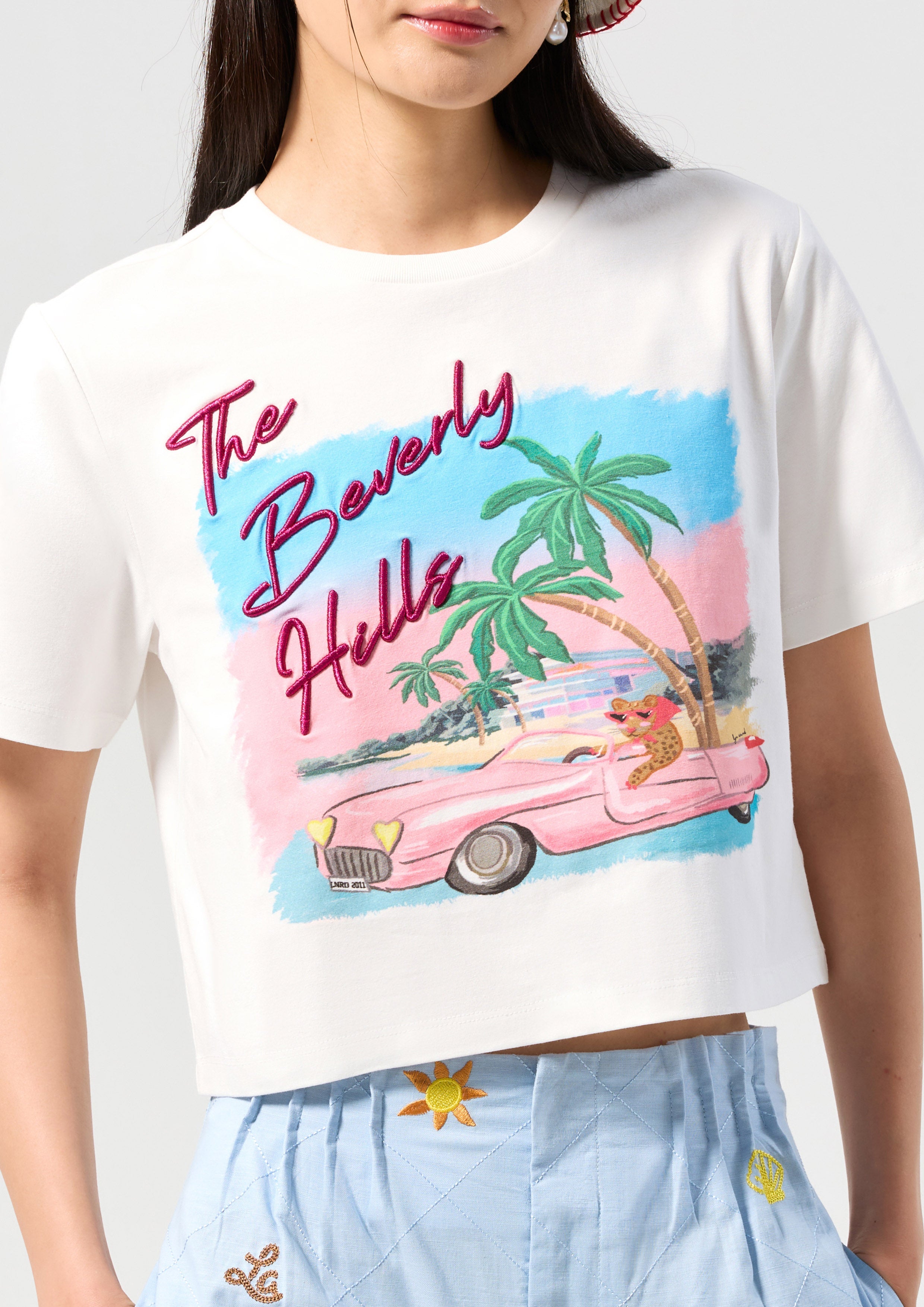Print Crop Short Sleeve Tee Palm Spring
