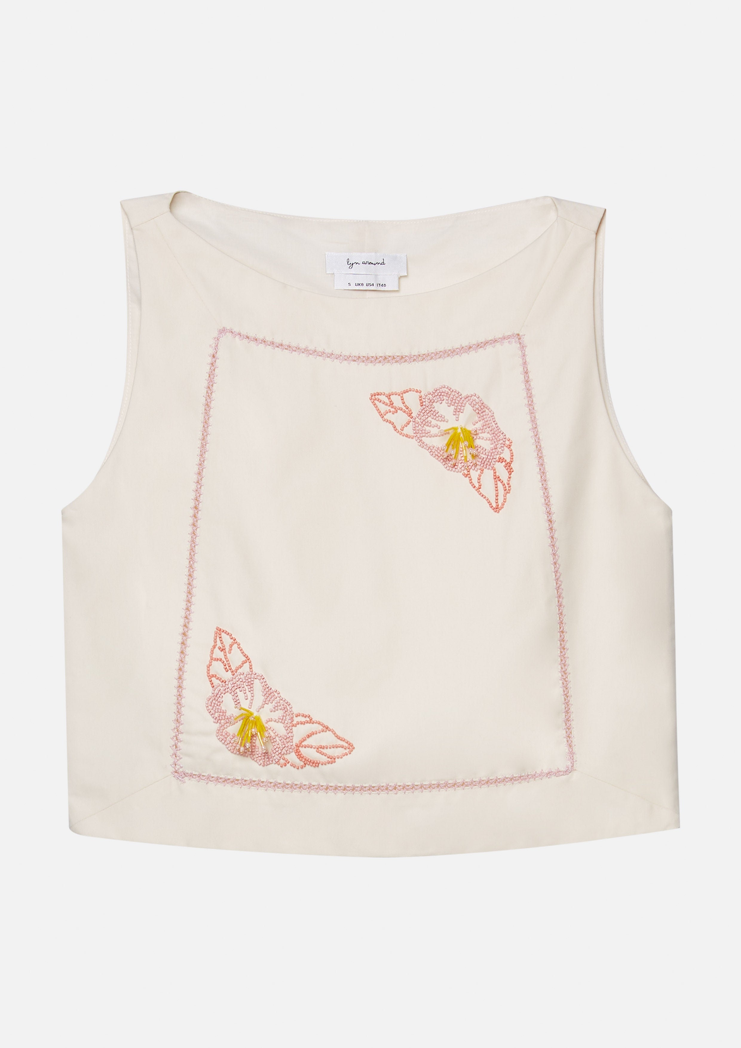 เสื้อครอปแขนกุดปักลาย คอลเลกชัน Palm Spring