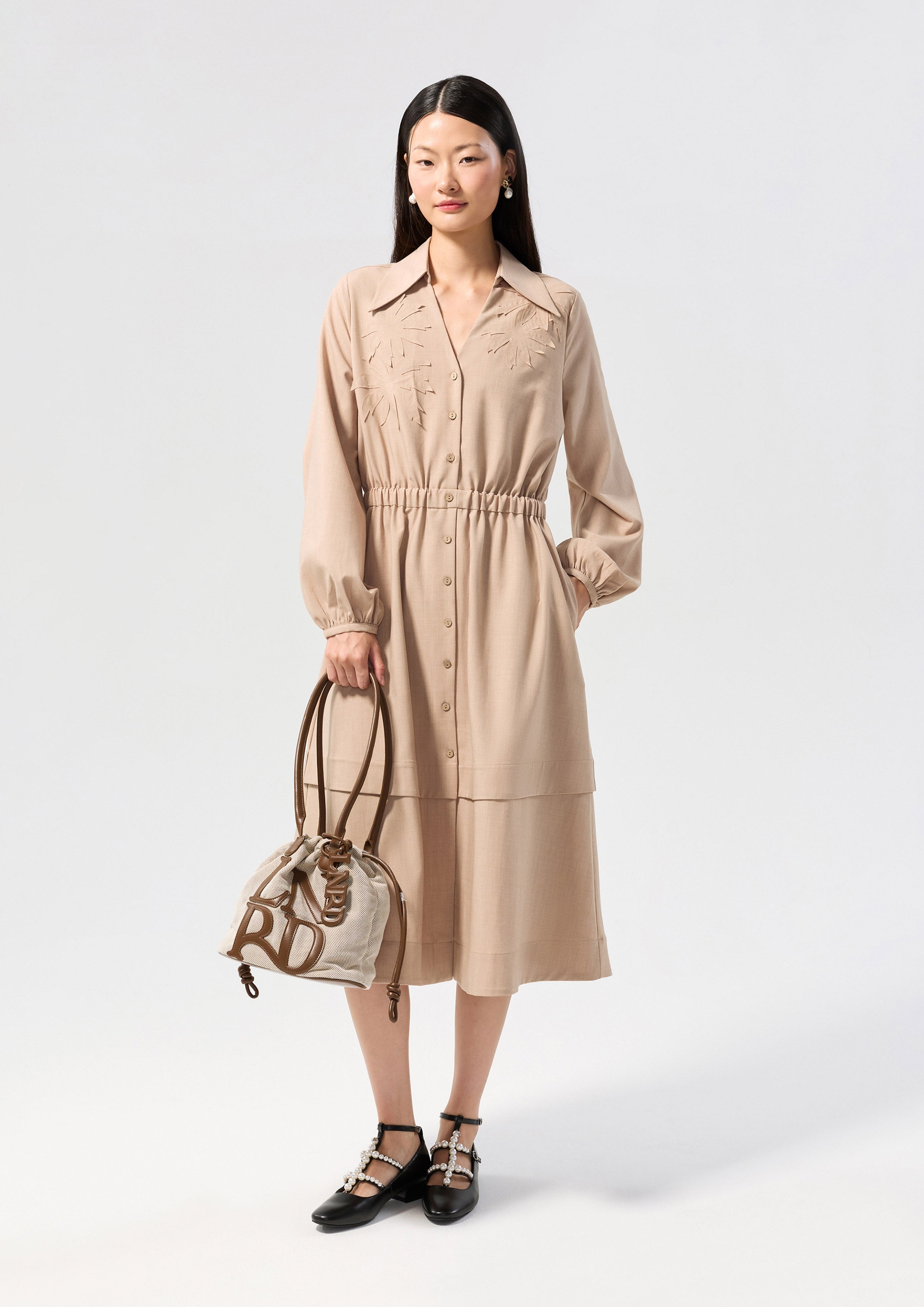 Floral Appliqué Button Maxi Dress Oasis