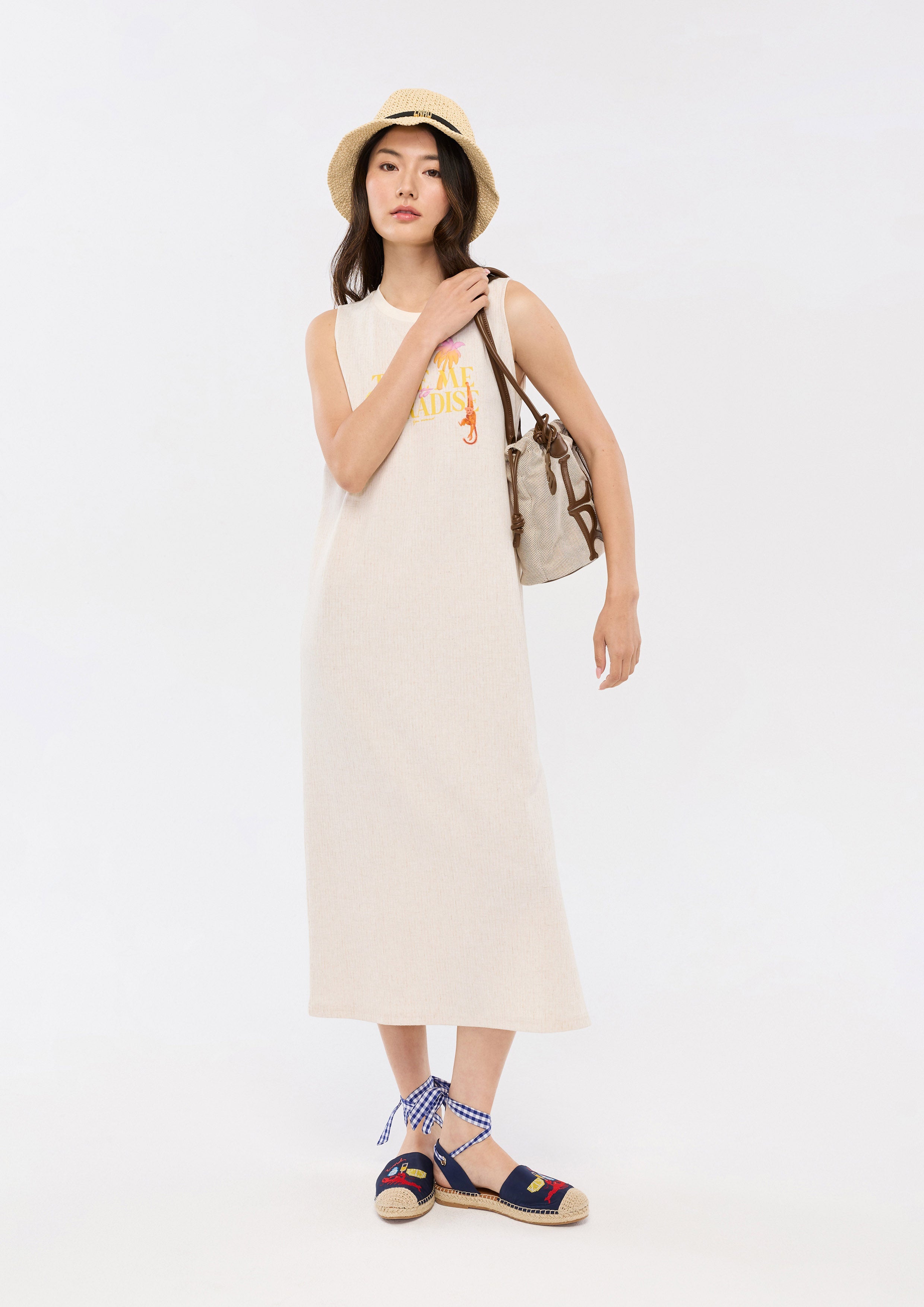 Print Sleeveless Midi Dress Oasis