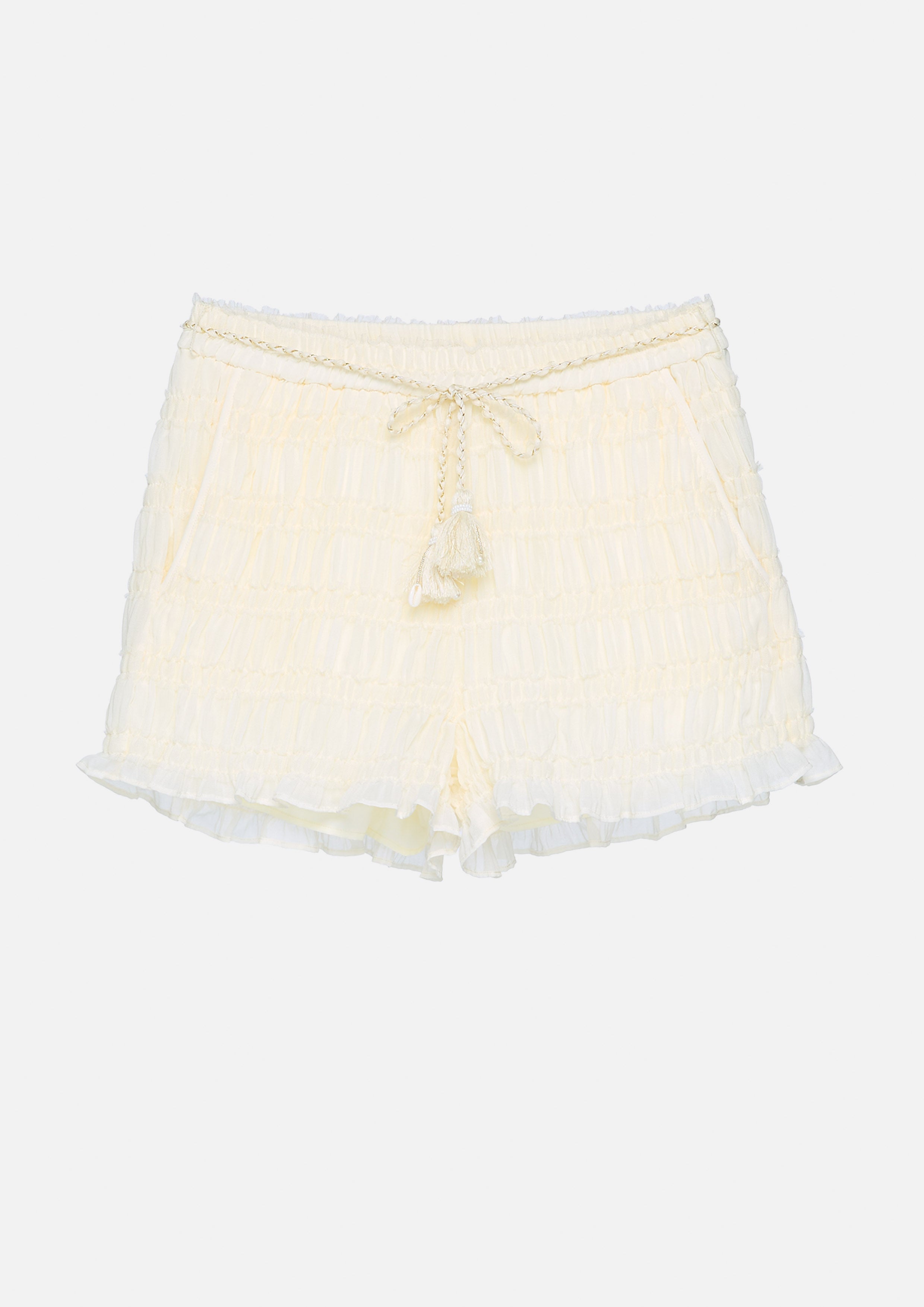 กางเกงขาสั้นผ้าสม็อคพร้อมเข็มขัดโซ่ คอลเลกชัน Oasis