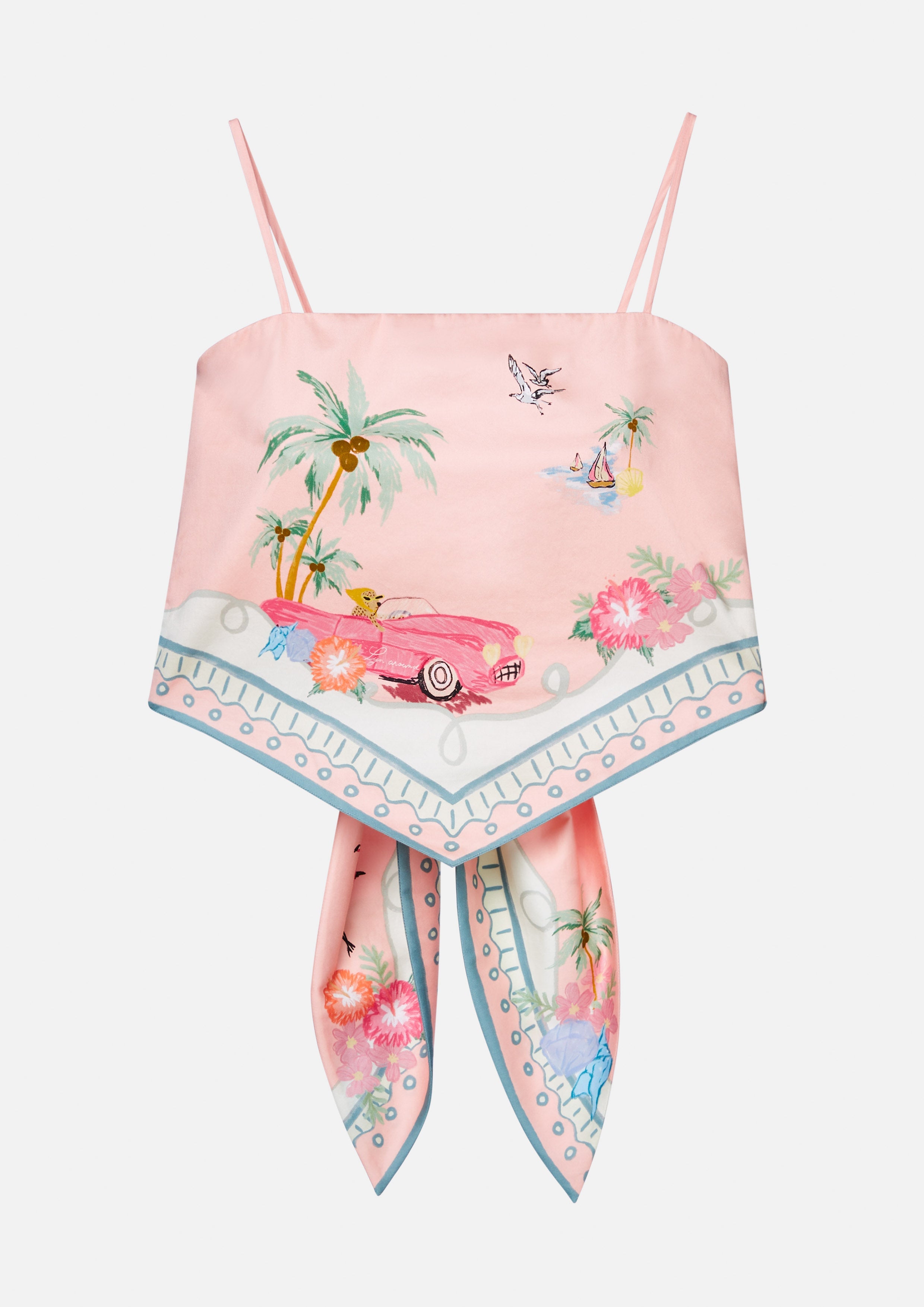 Print Cami Strap Scarf Top Palm Spring