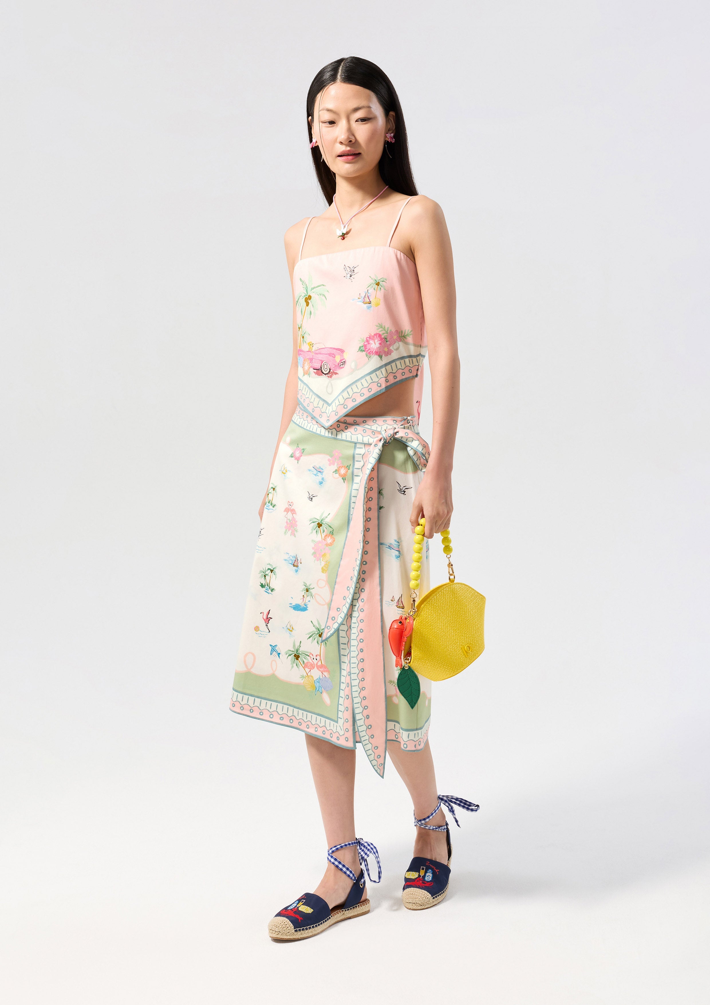 Print Wrap Midi Skirt Palm Spring