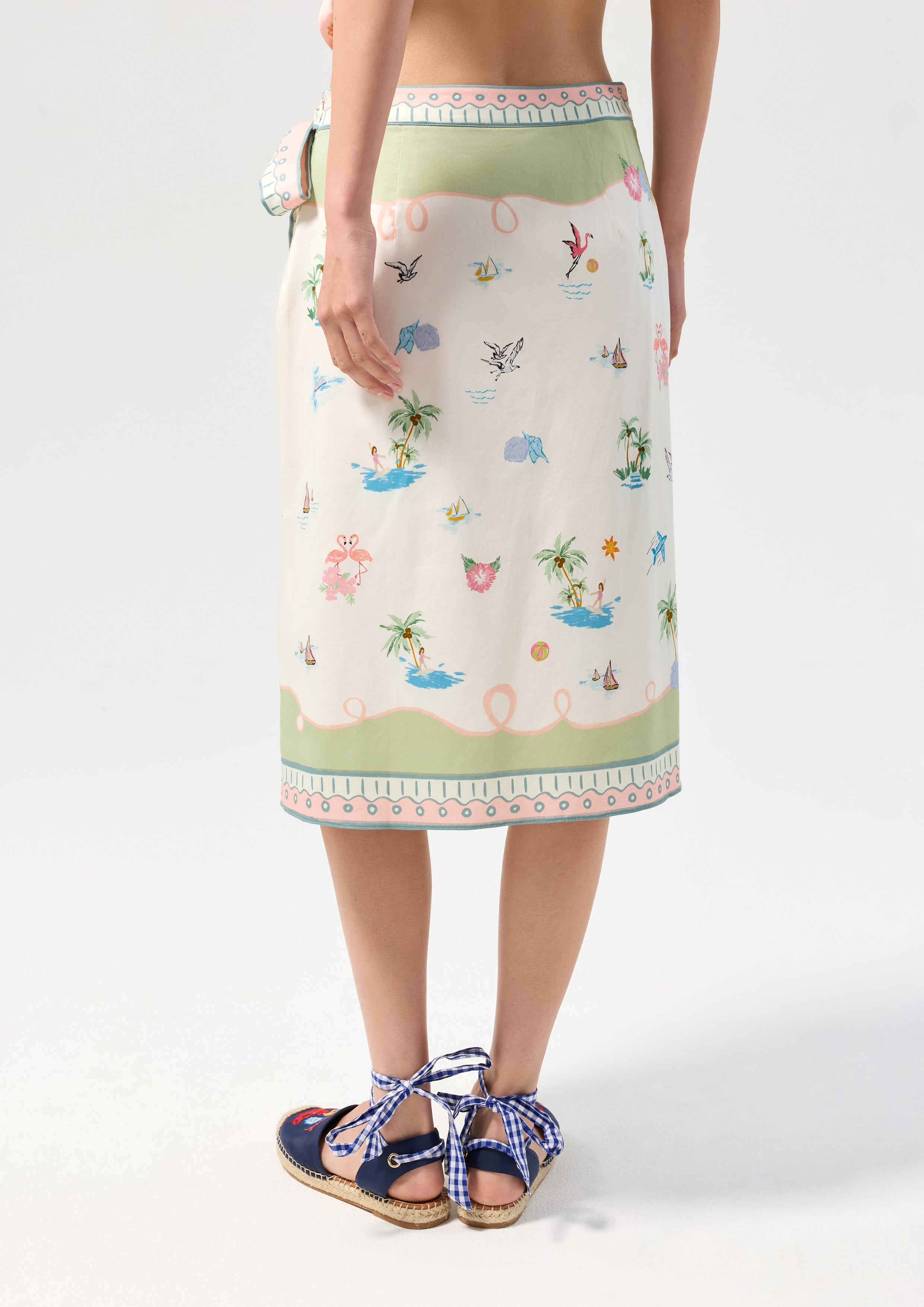 Print Wrap Midi Skirt Palm Spring
