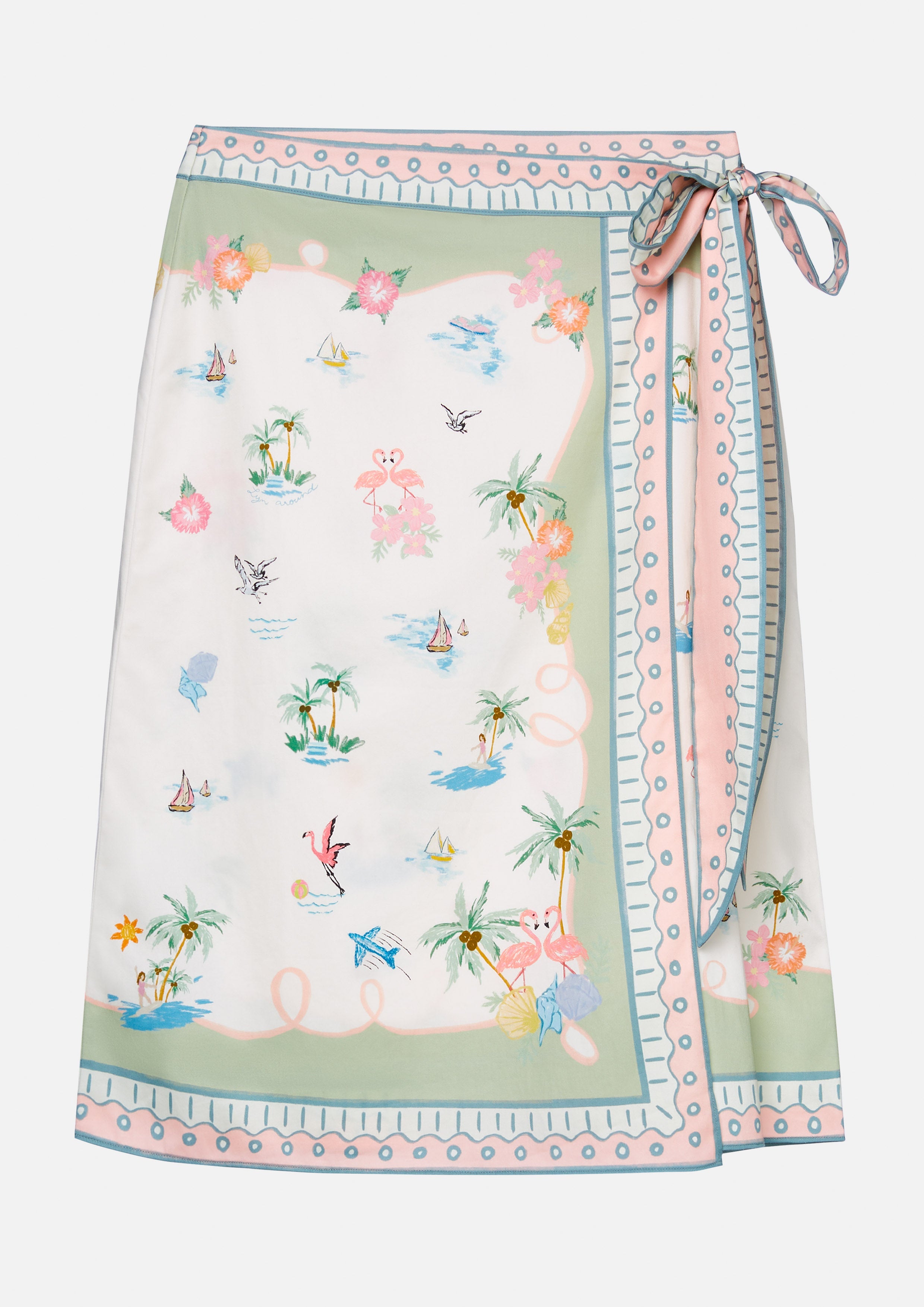 Print Wrap Midi Skirt Palm Spring