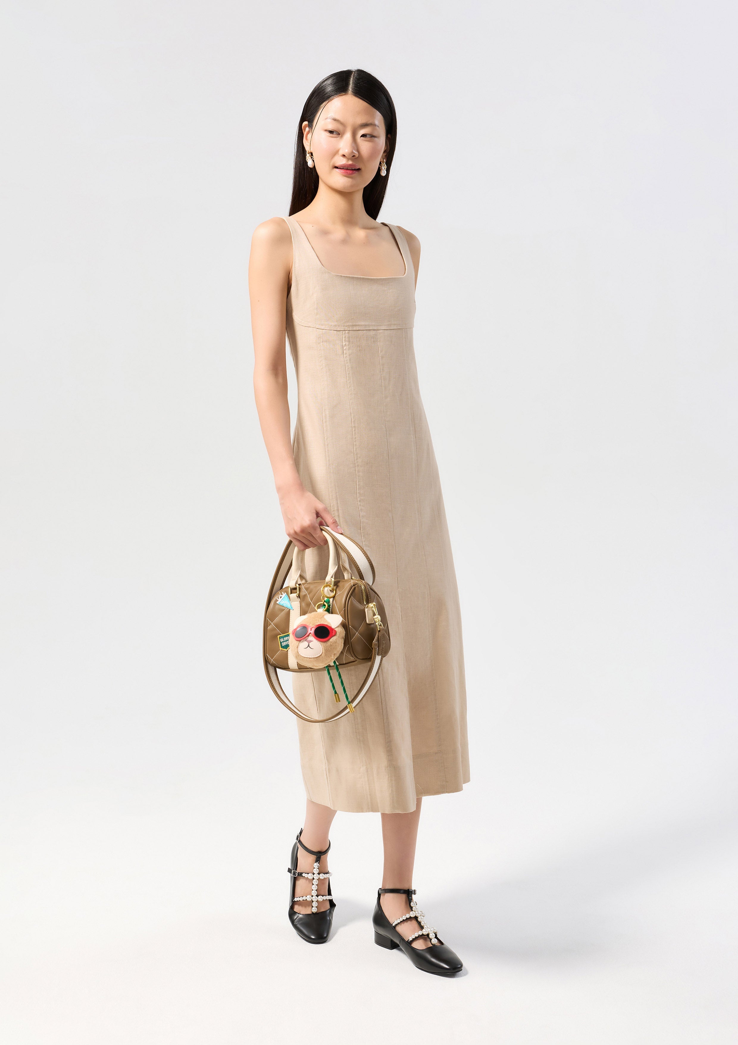 Strap Front Slit Midi Dress Palm Spring