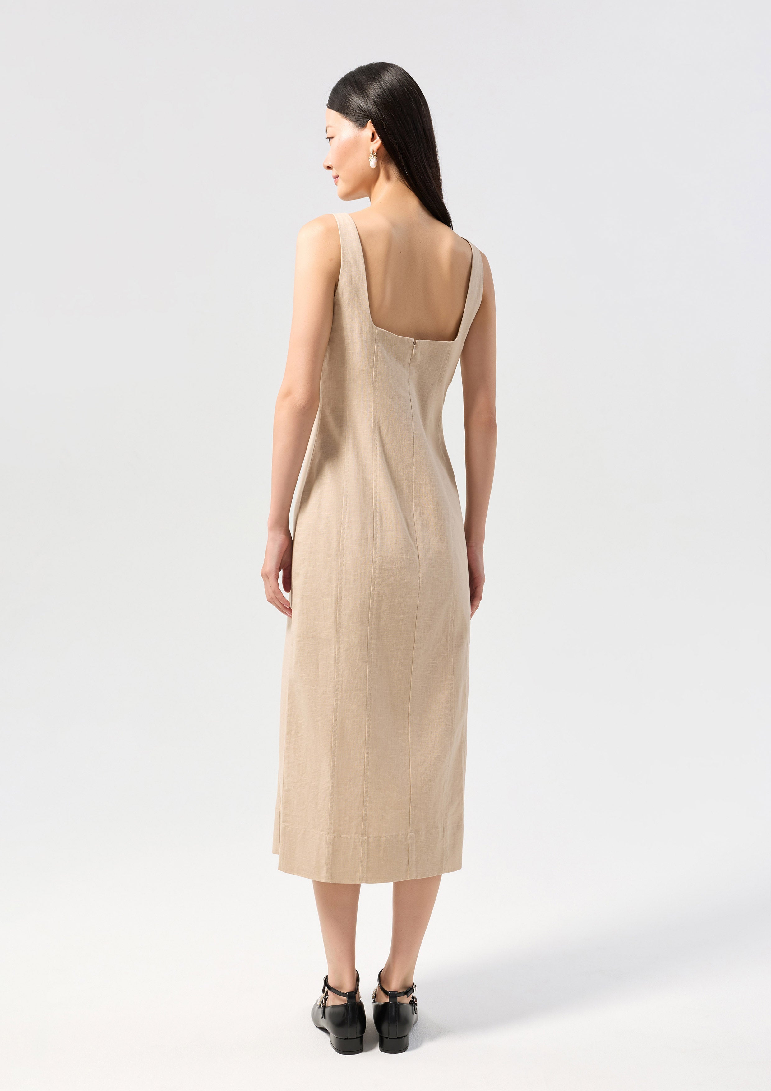 Strap Front Slit Midi Dress Palm Spring