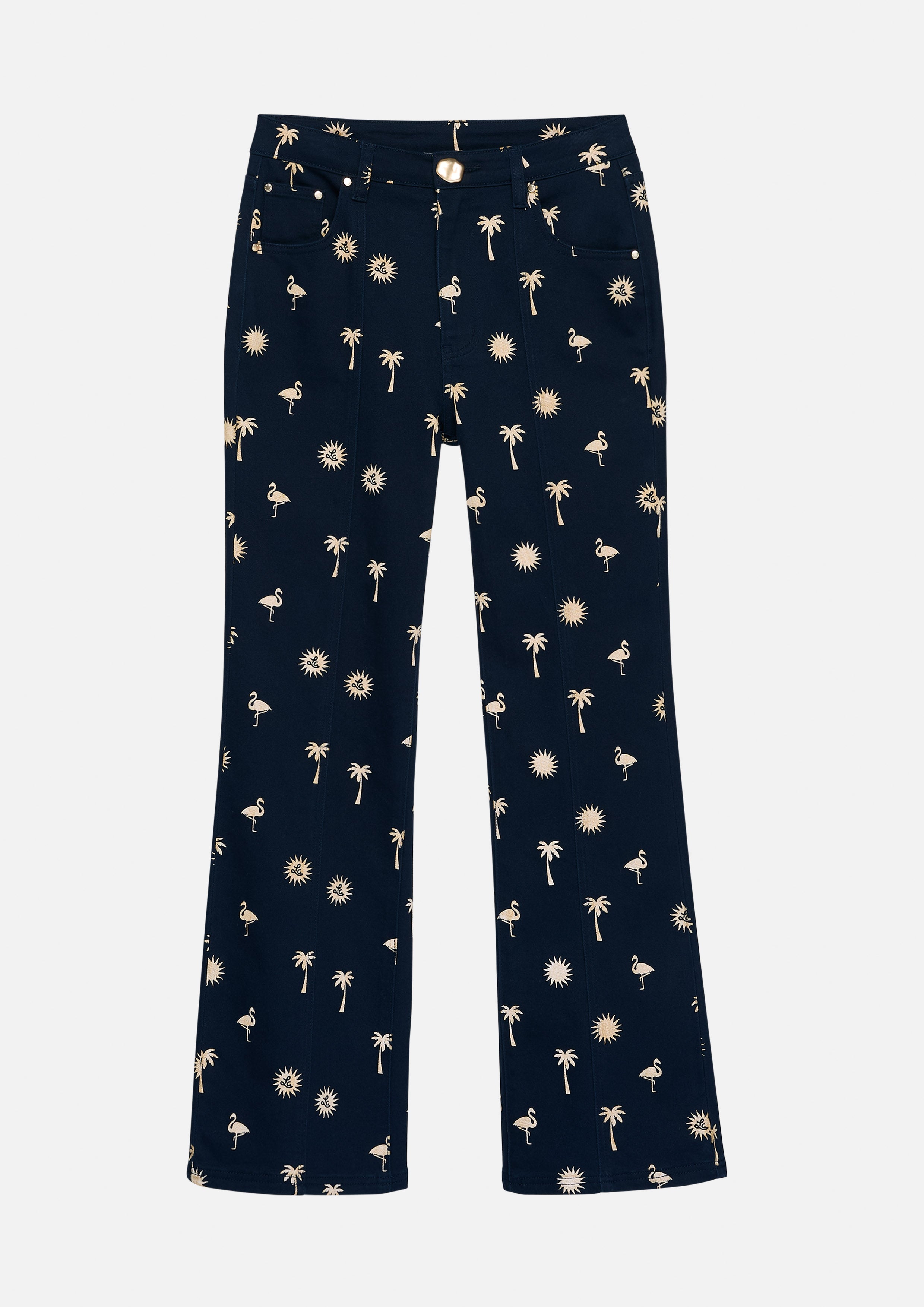 Embroidered High Waist Trousers Palm Spring